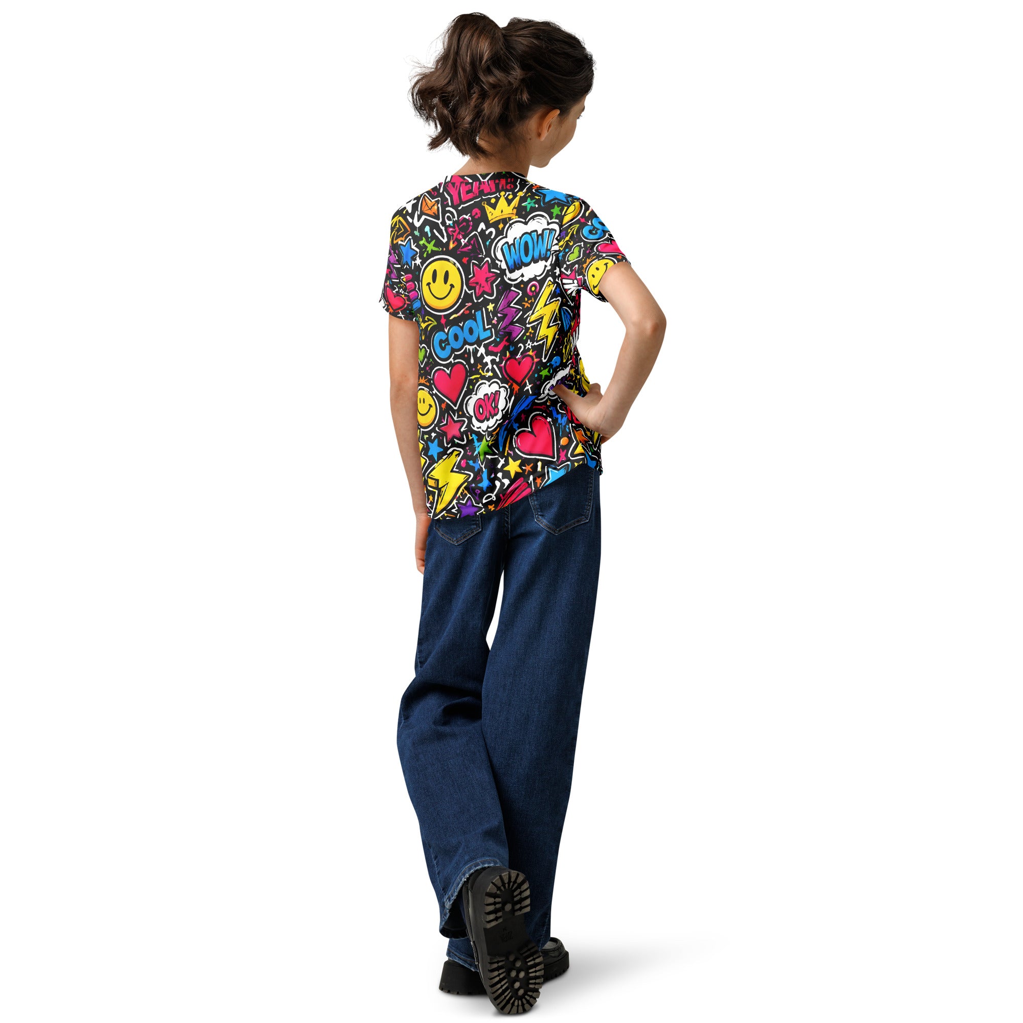Kids Sports Jersey - Cool Graffiti Pop Art Kids Sports Jersey – Vibrant All-Over Print Smiley Faces Youth Activewear by printfluence.net