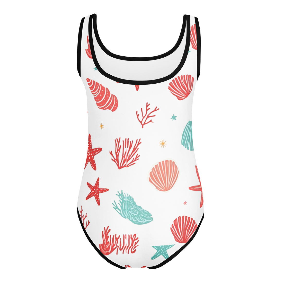 All-Over Print Kids Swimsuit - Coastal Starfish Kids Swimsuit – Cute Seashell All-Over Print Swimwear by printfluence.net