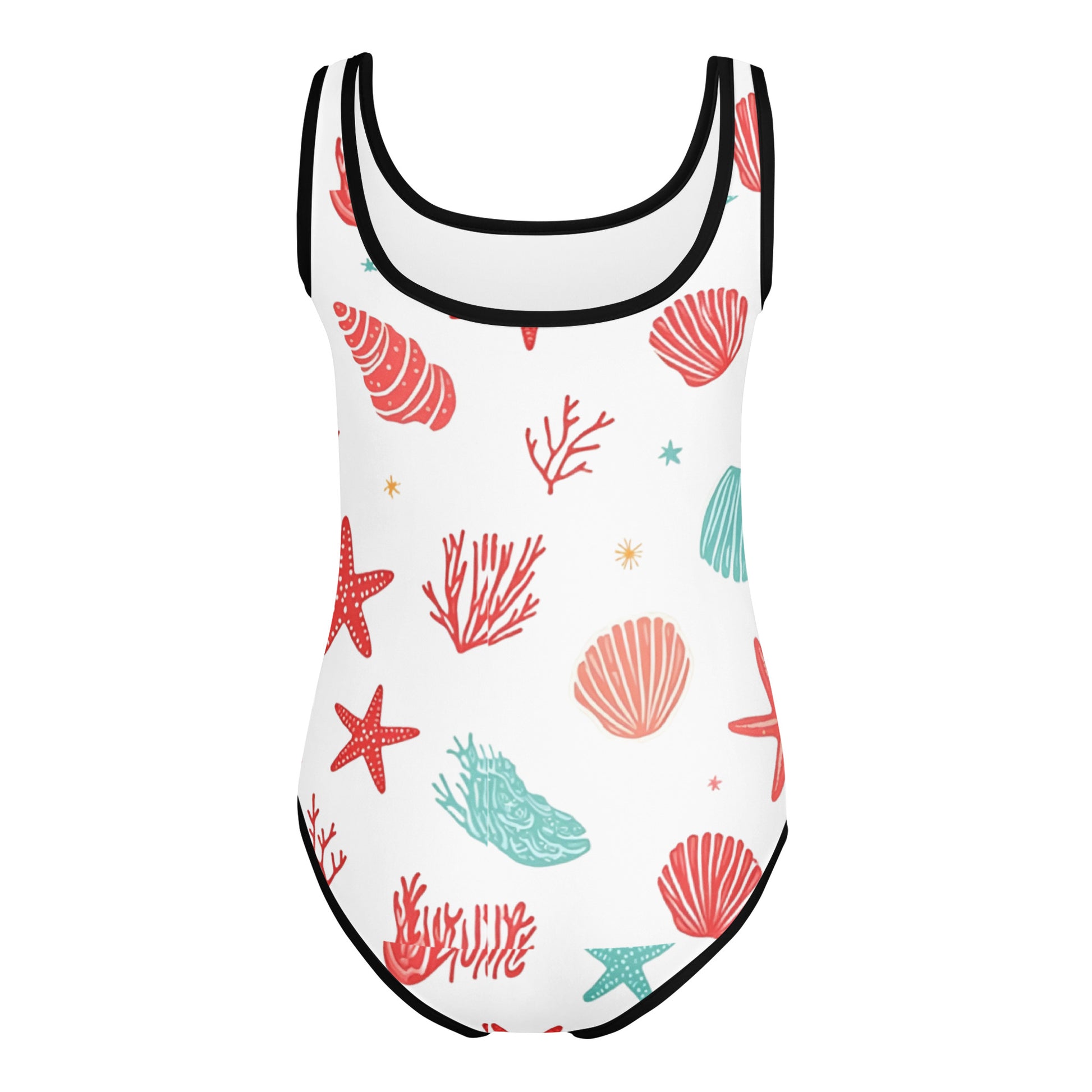 All-Over Print Kids Swimsuit - Coastal Starfish Kids Swimsuit – Cute Seashell All-Over Print Swimwear by printfluence.net