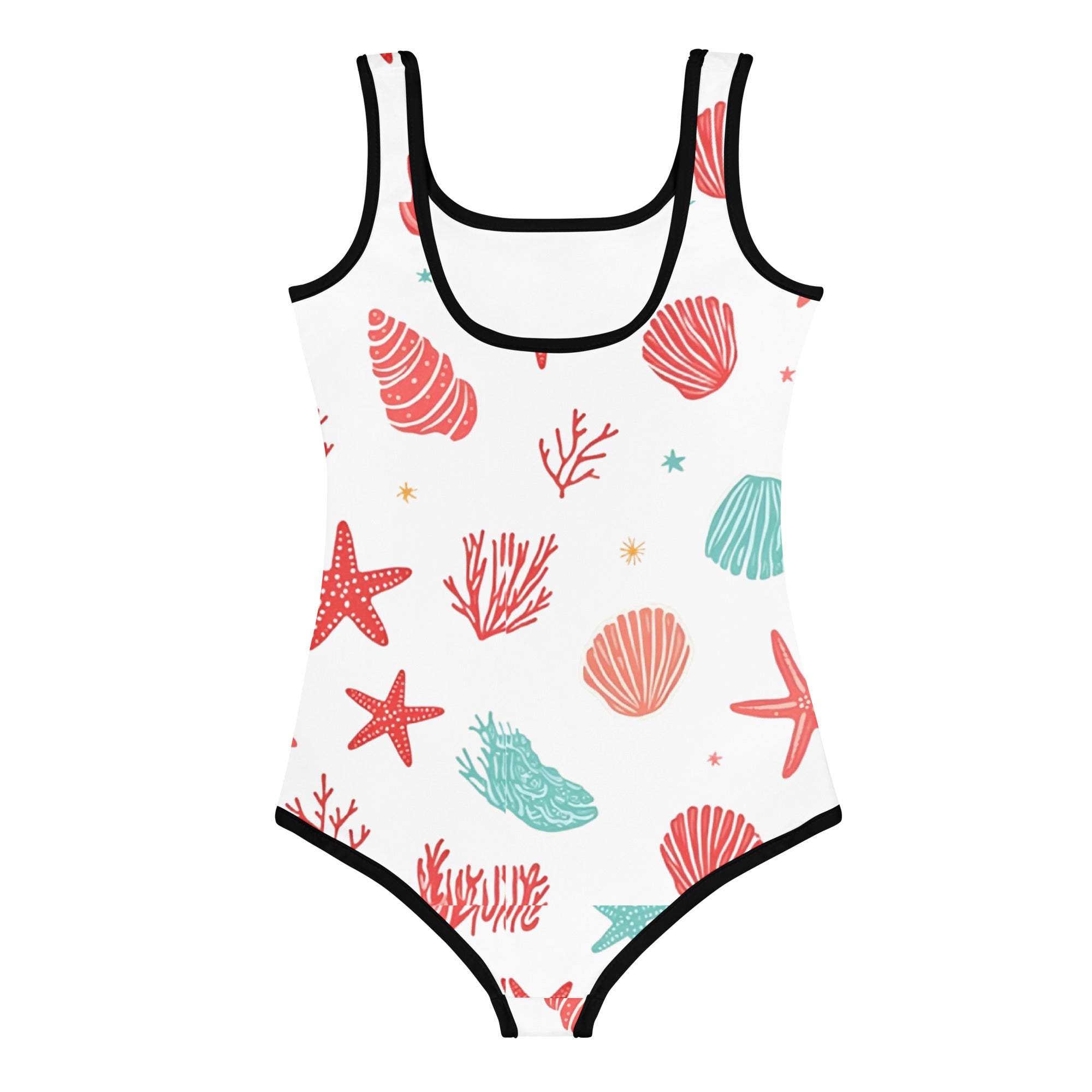 All-Over Print Kids Swimsuit - Coastal Starfish Kids Swimsuit – Cute Seashell All-Over Print Swimwear by printfluence.net