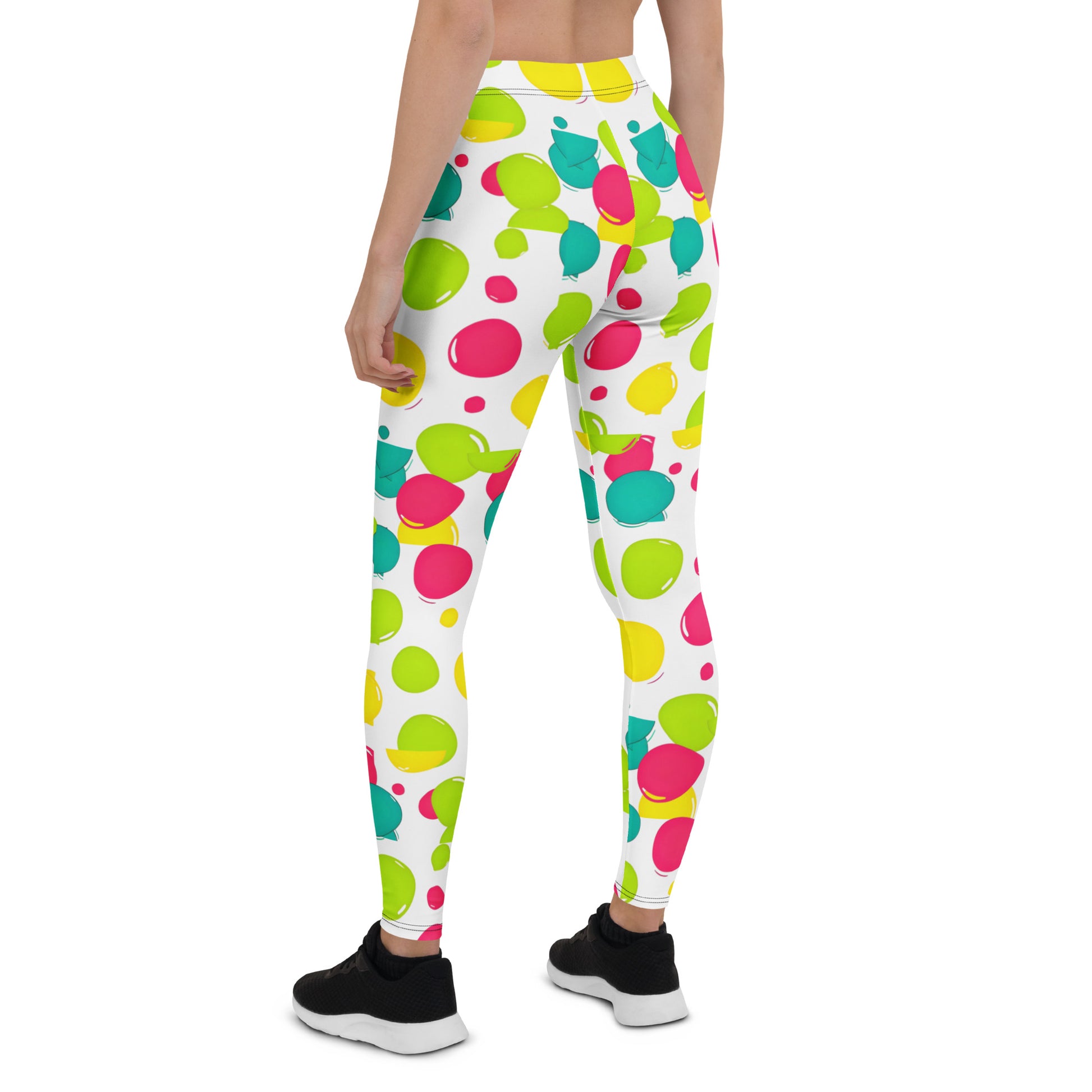 Leggings - Vibrant Circle Burst Leggings – Pink Green Blue Yellow Abstract Pattern Yoga Pants by printfluence.net