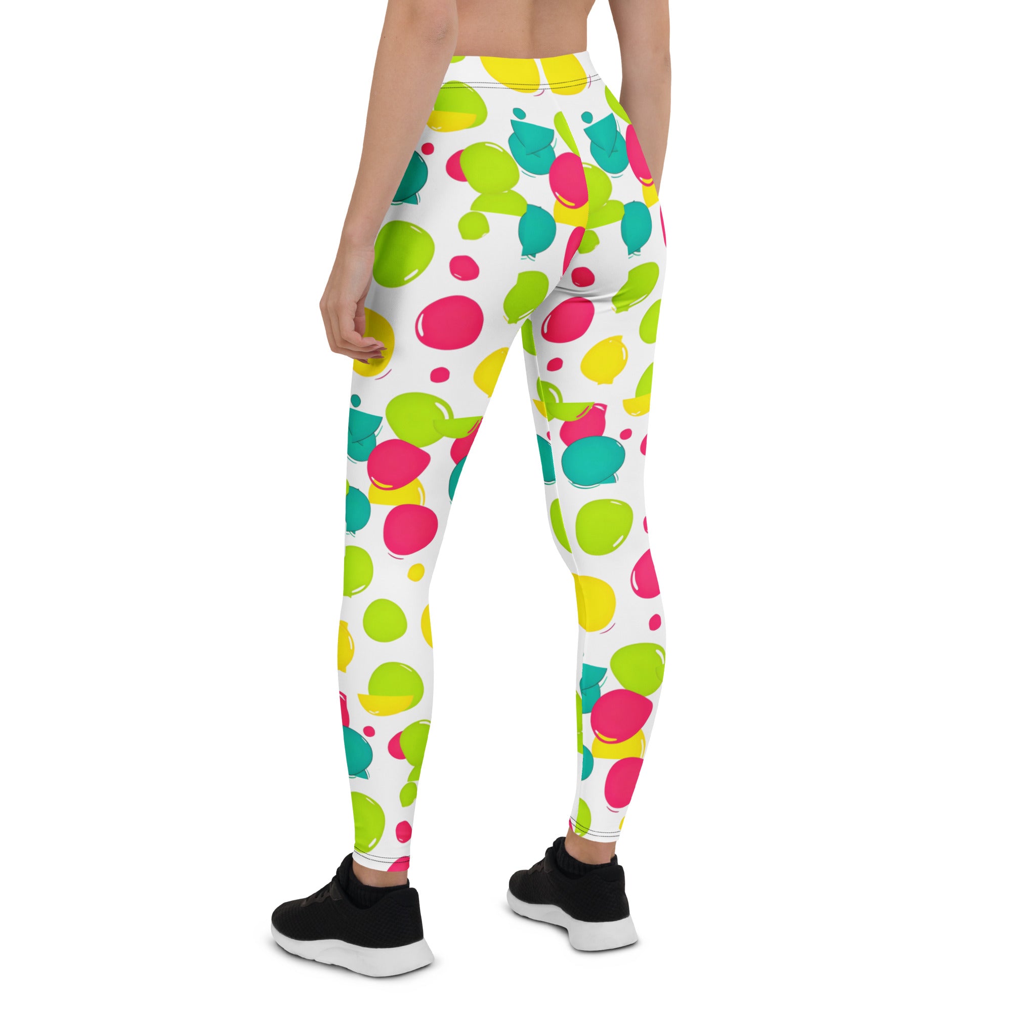 Leggings - Vibrant Circle Burst Leggings – Pink Green Blue Yellow Abstract Pattern Yoga Pants by printfluence.net