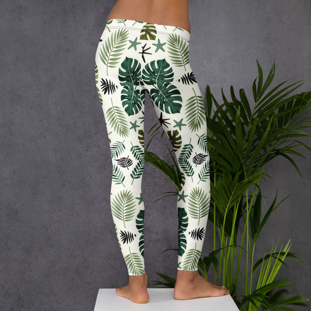 Leggings - Leaf Art All-Over Leggings – Gorgeous Nature Leaf Pattern Activewear by printfluence.net