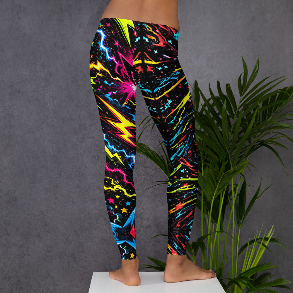 Leggings - Electric Neon Lightning Bolt Cosmic by printfluence.net