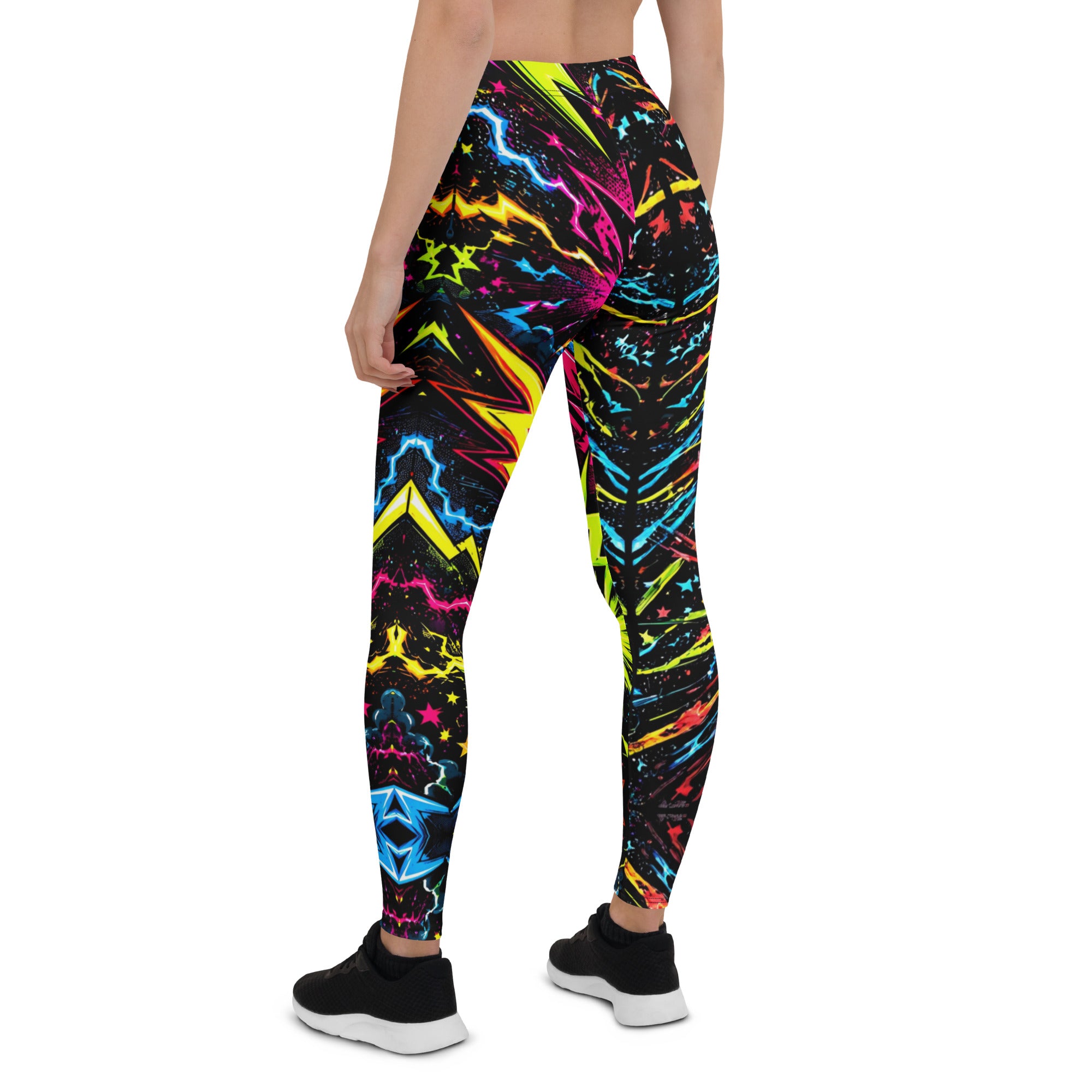 Leggings - Electric Neon Lightning Bolt Cosmic by printfluence.net
