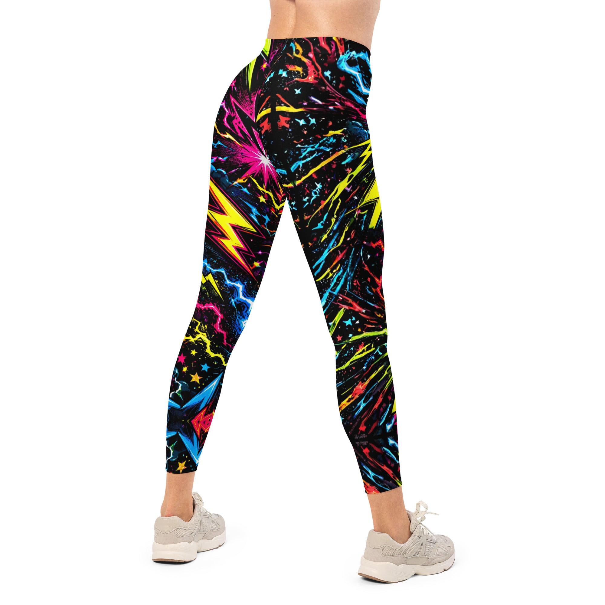 Leggings - Electric Neon Lightning Bolt Cosmic by printfluence.net