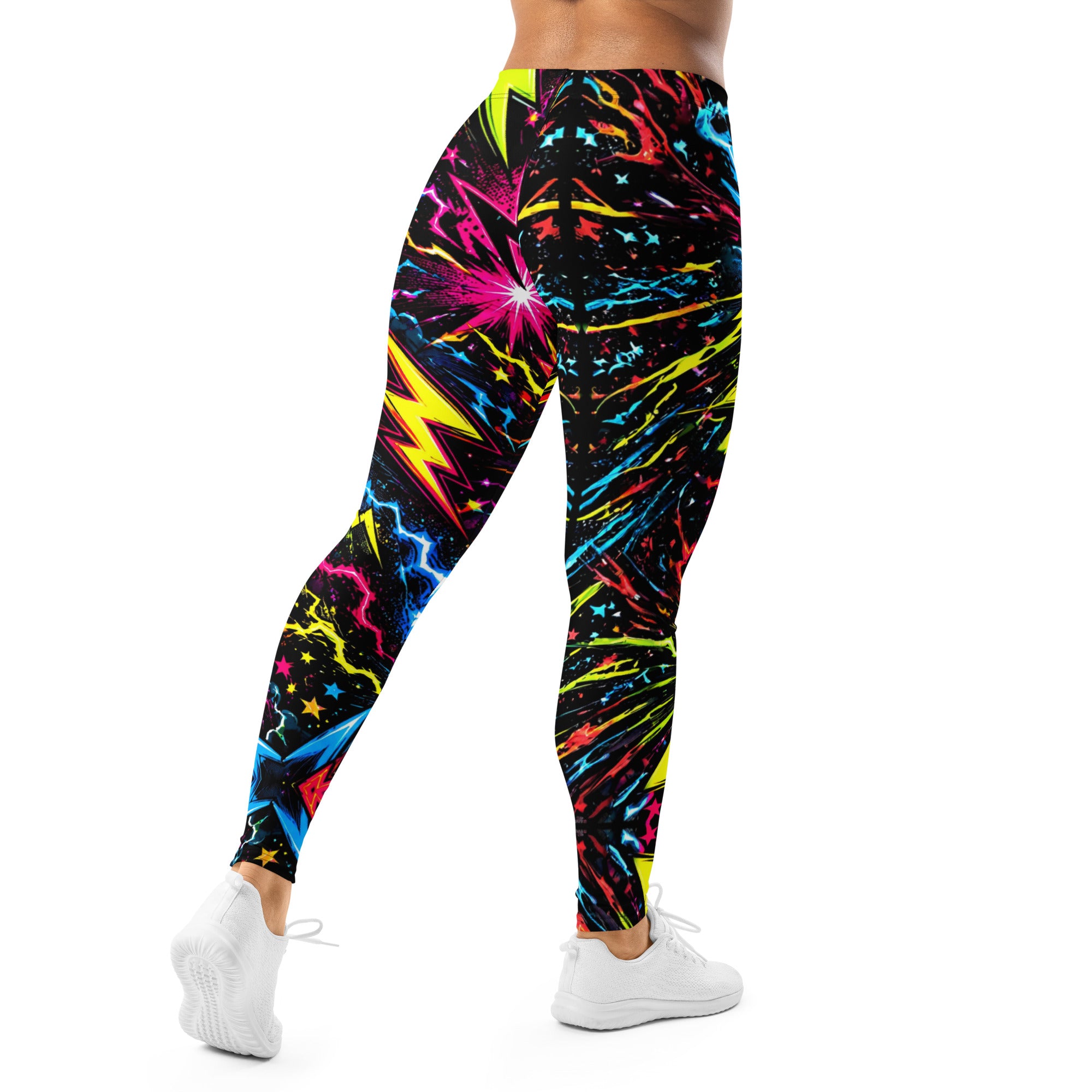 Leggings - Electric Neon Lightning Bolt Cosmic by printfluence.net