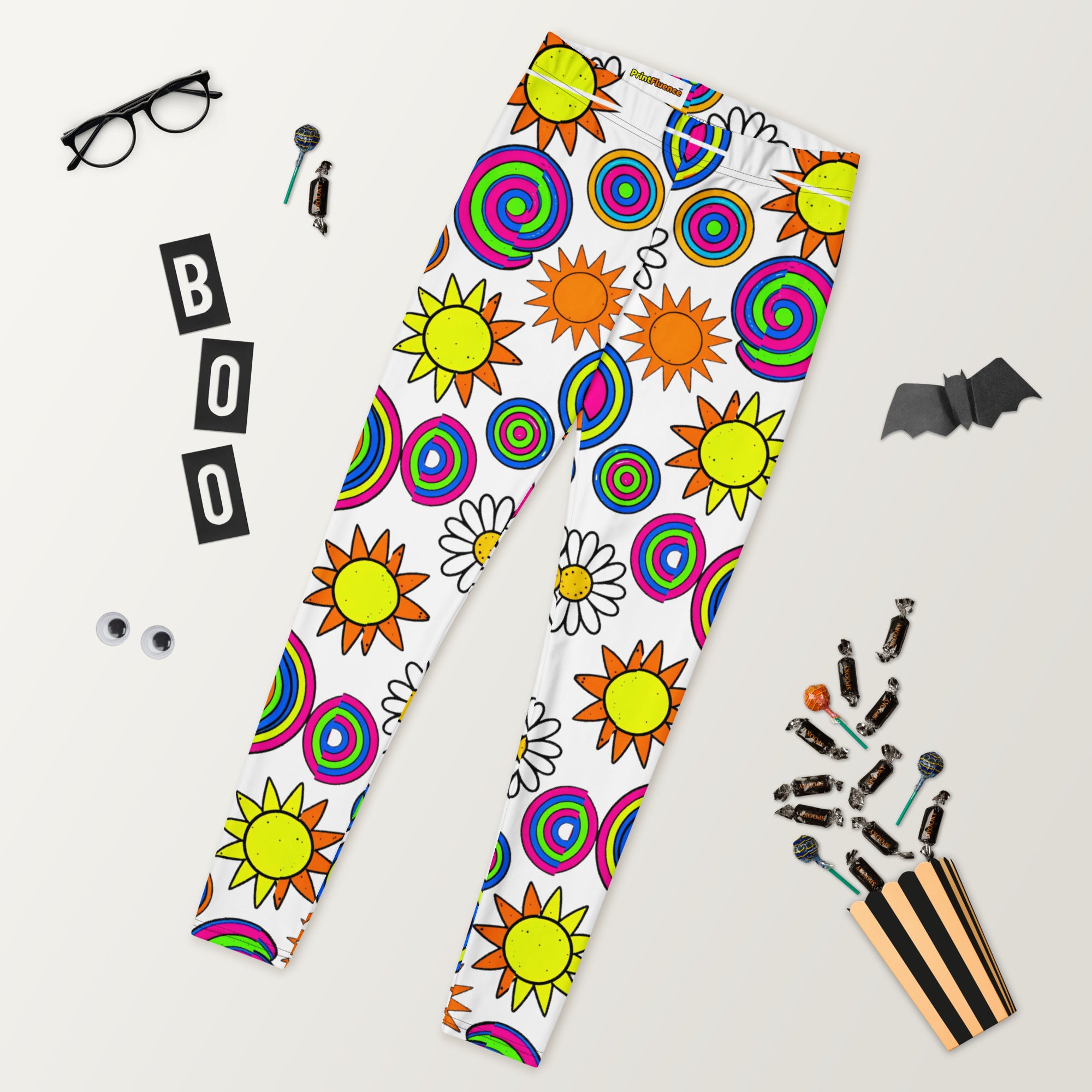 Leggings - Groovy Peace & Sunshine Leggings – Feel‑Good Retro Vibes by printfluence.net
