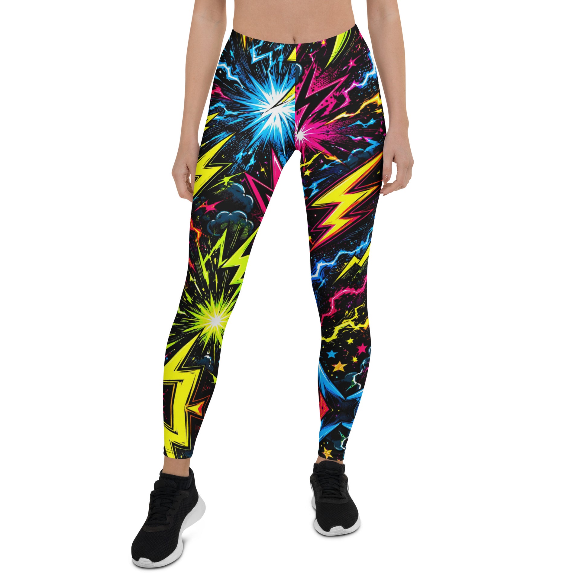 Leggings - Electric Neon Lightning Bolt Cosmic by printfluence.net