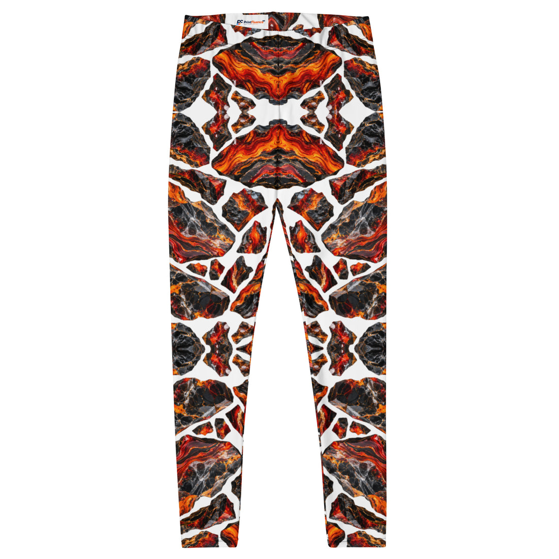 Heritage Bloom Lovers | All-Over Print Leggings — Fiery Volcanic Magma and Obsidian Rock Mineral Pattern by printfluence