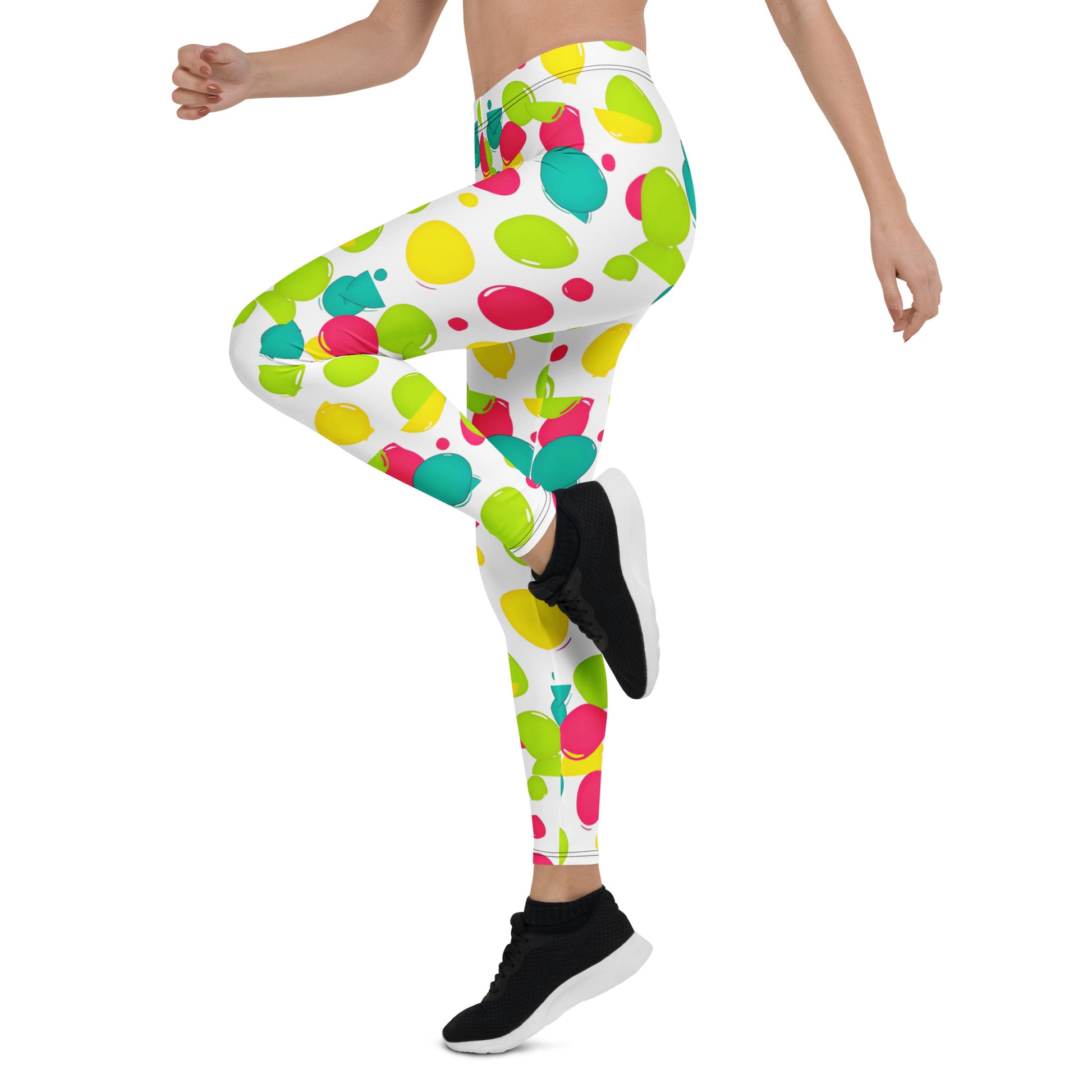 Leggings - Vibrant Circle Burst Leggings – Pink Green Blue Yellow Abstract Pattern Yoga Pants by printfluence.net