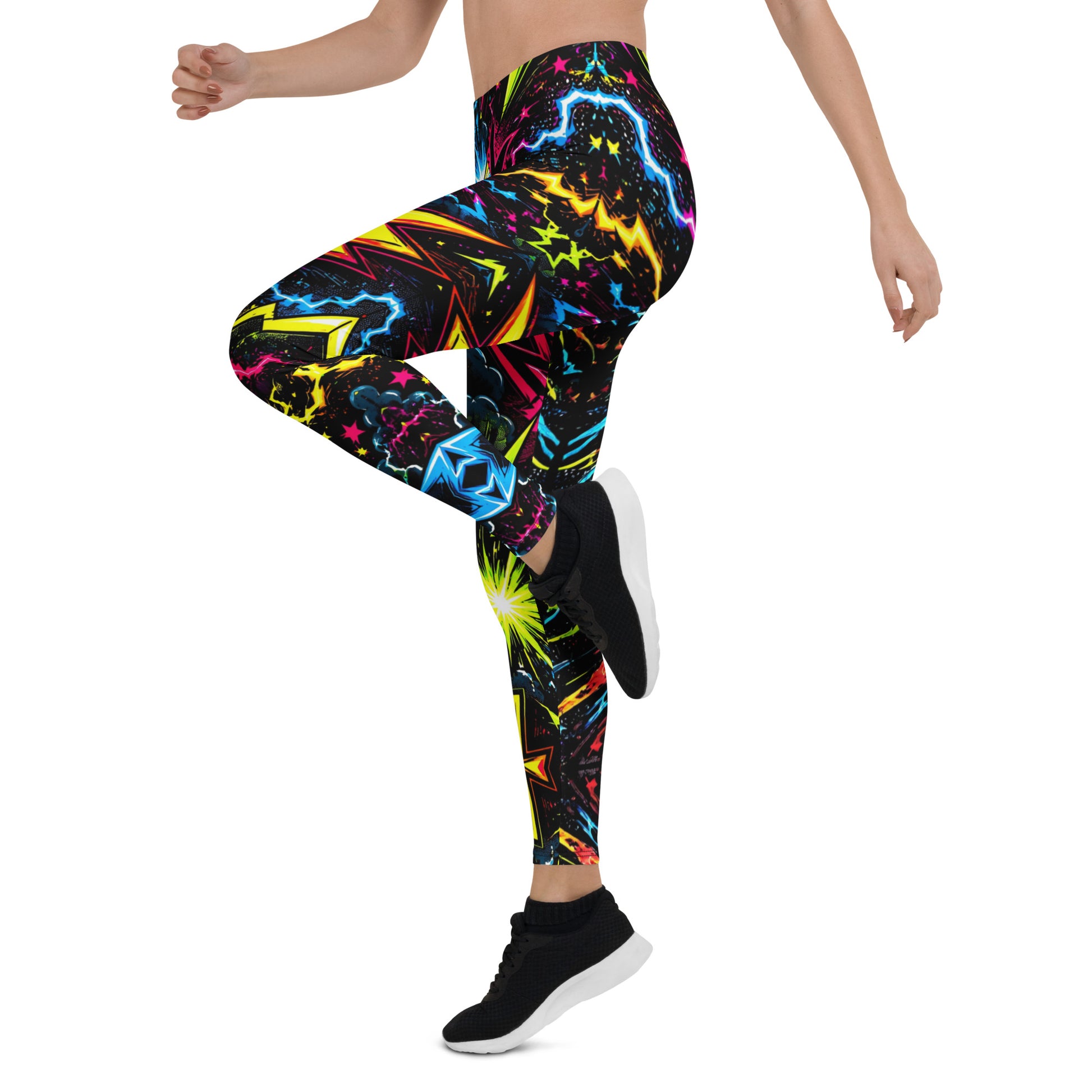 Leggings - Electric Neon Lightning Bolt Cosmic by printfluence.net