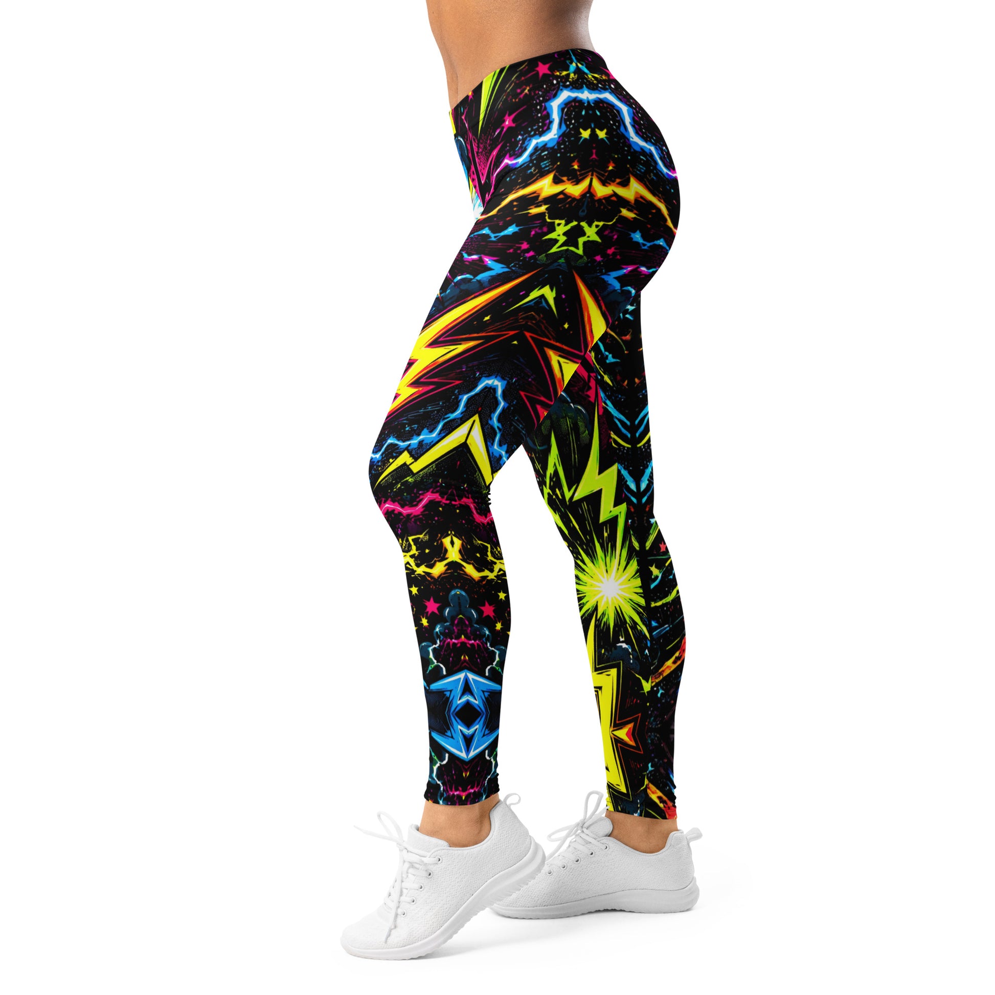 Leggings - Electric Neon Lightning Bolt Cosmic by printfluence.net