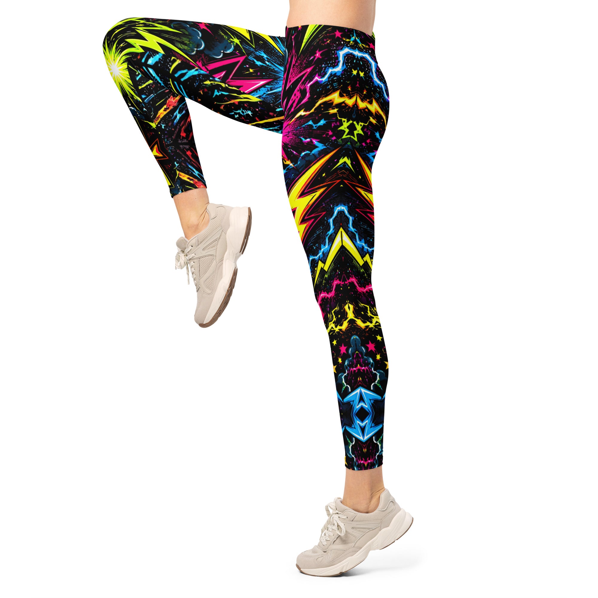 Leggings - Electric Neon Lightning Bolt Cosmic by printfluence.net