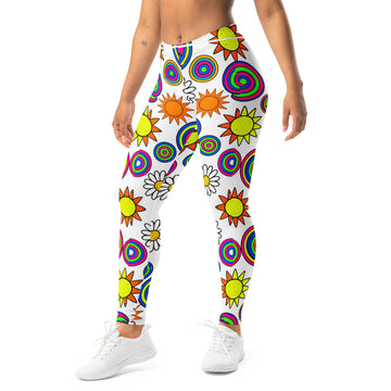 Leggings - Groovy Peace & Sunshine Leggings – Feel‑Good Retro Vibes by printfluence.net