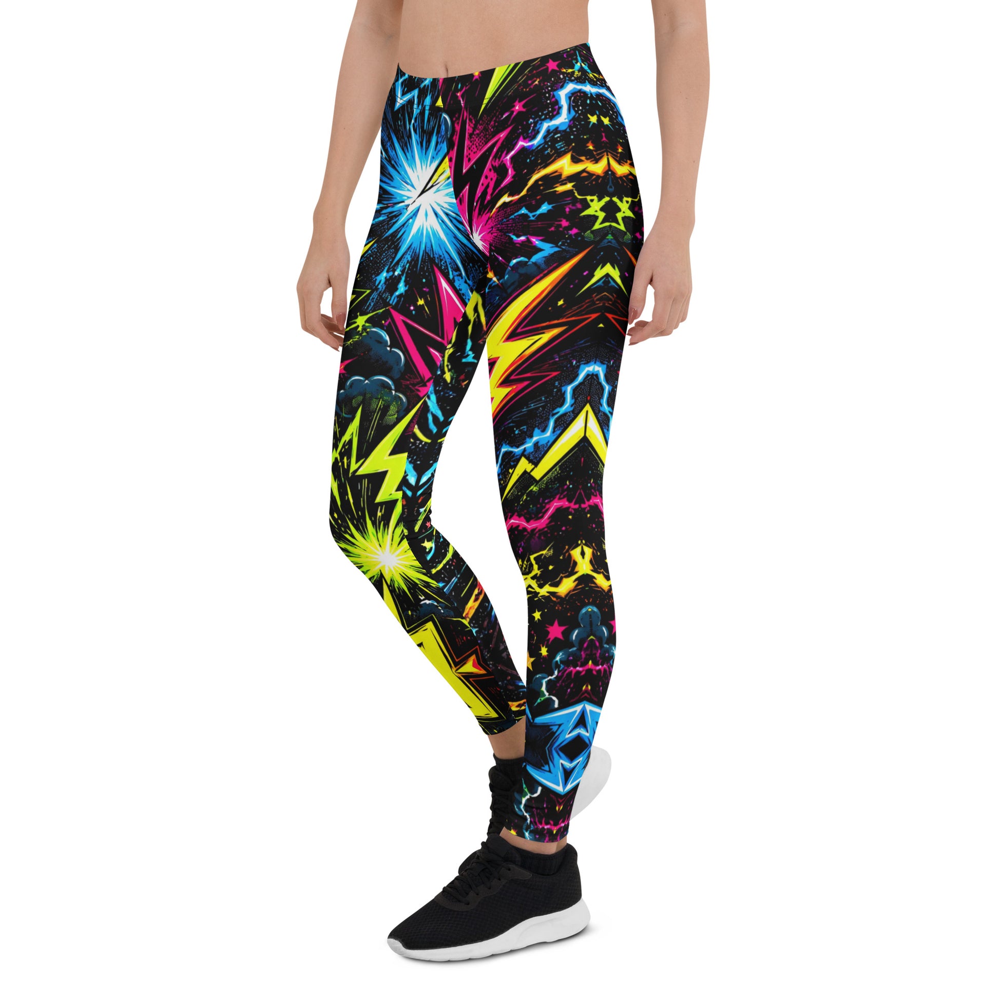 Leggings - Electric Neon Lightning Bolt Cosmic by printfluence.net