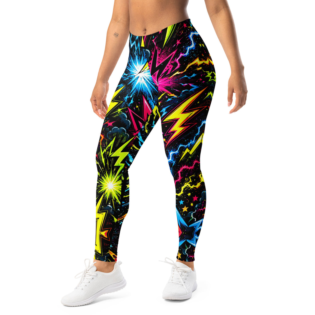 Leggings - Electric Neon Lightning Bolt Cosmic by printfluence.net