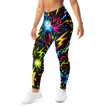 Leggings - Electric Neon Lightning Bolt Cosmic by printfluence.net