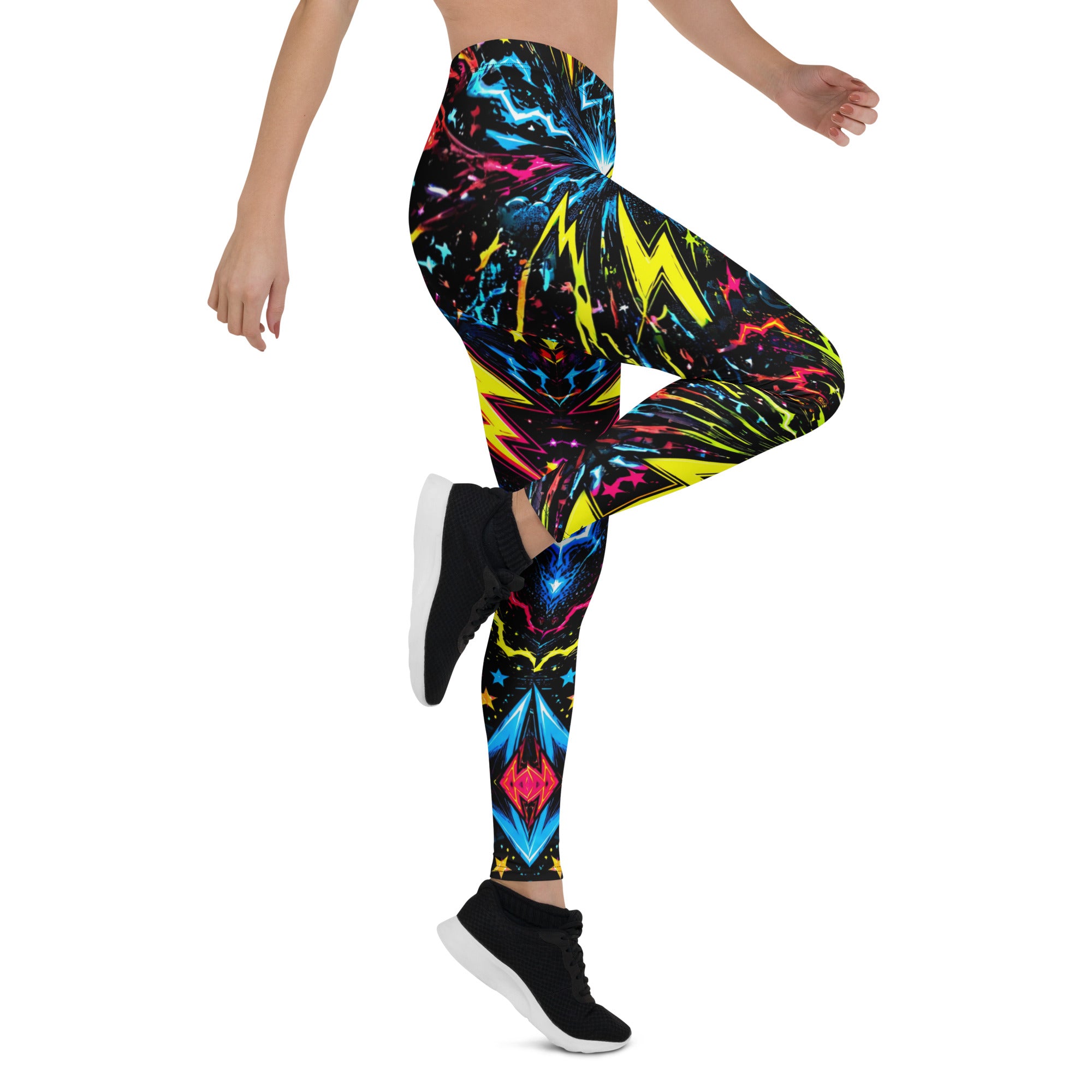 Leggings - Electric Neon Lightning Bolt Cosmic by printfluence.net