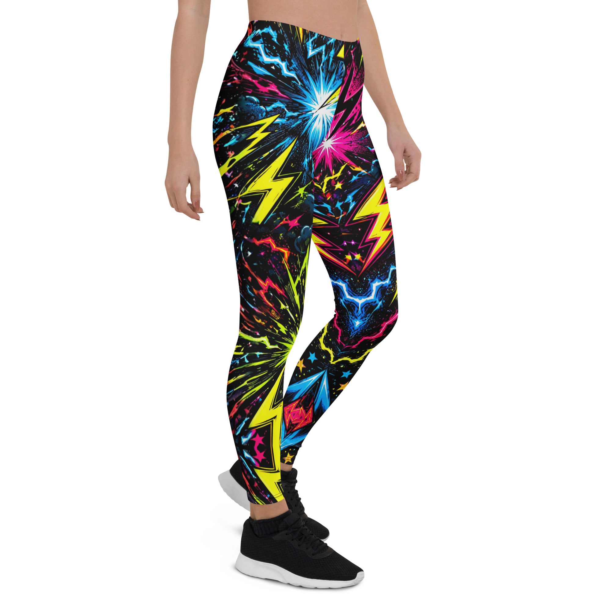 Leggings - Electric Neon Lightning Bolt Cosmic by printfluence.net