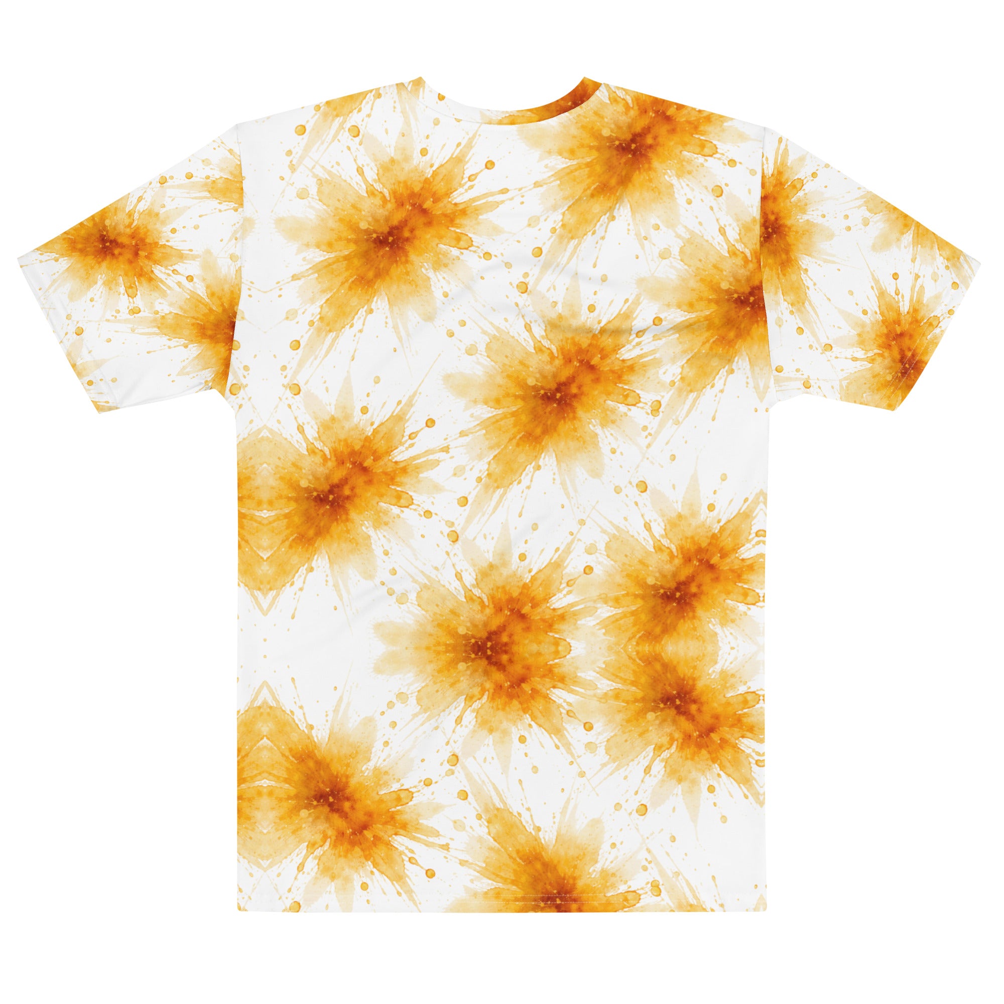 Men’s cotton crew neck t-shirt - Sun Splash Crew Neck T-Shirt – Men's Yellow Watercolor Print Tee by printfluence.net