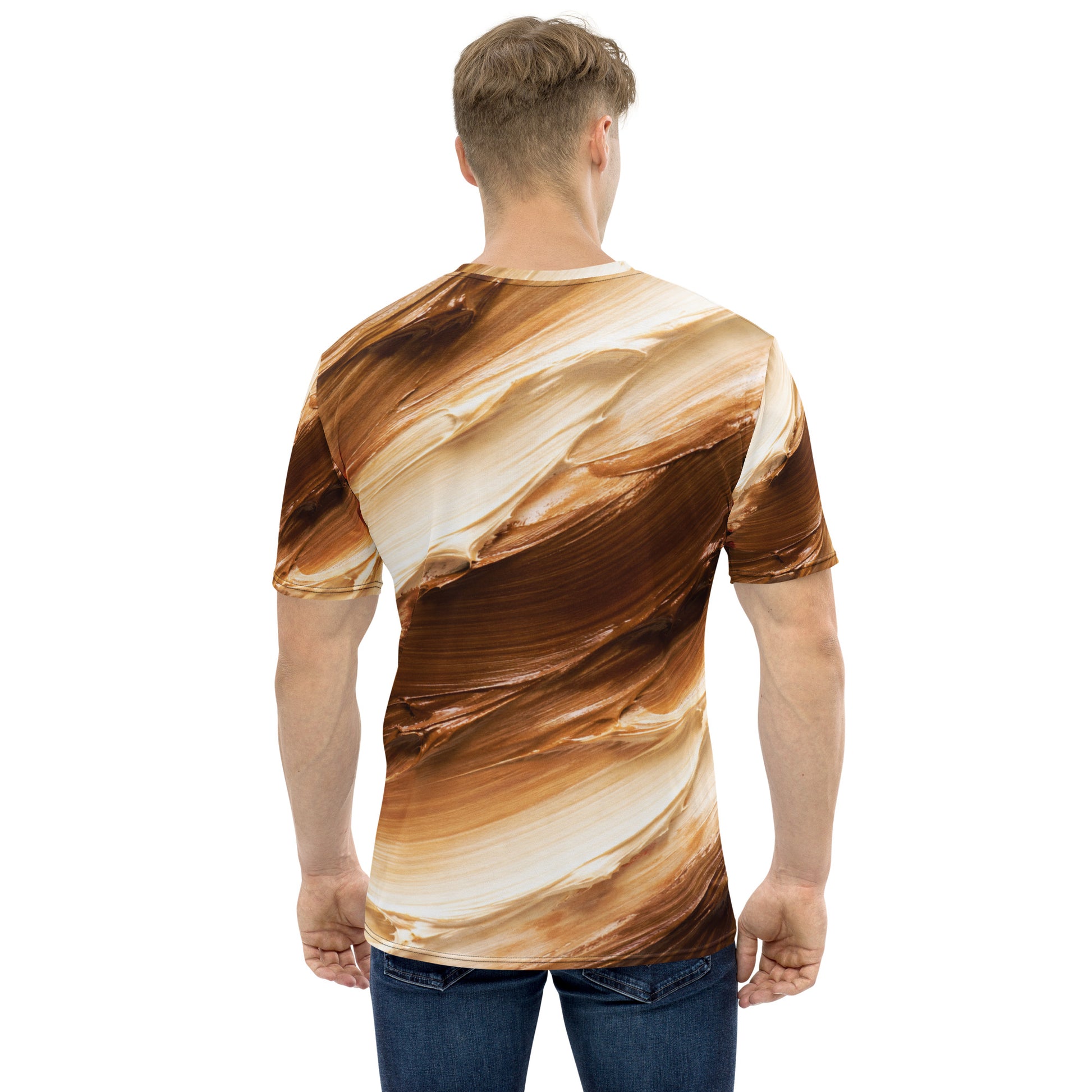 Men's t-shirt - Earthflow Crew Neck T-Shirt – Men's Brown Cream Oil Paint All-Over Print by printfluence.net