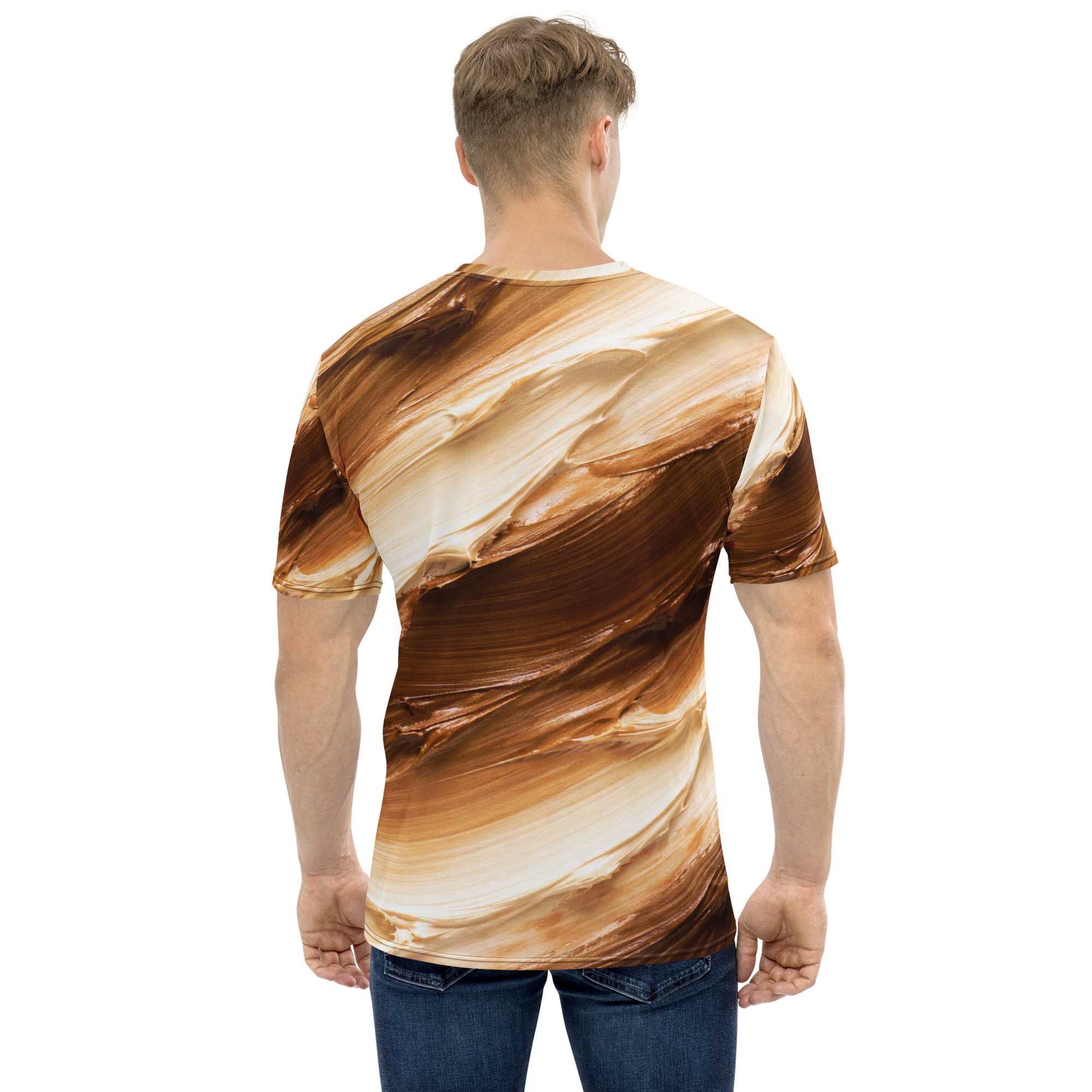 Men's t-shirt - Earthflow Crew Neck T-Shirt – Men's Brown Cream Oil Paint All-Over Print by printfluence.net