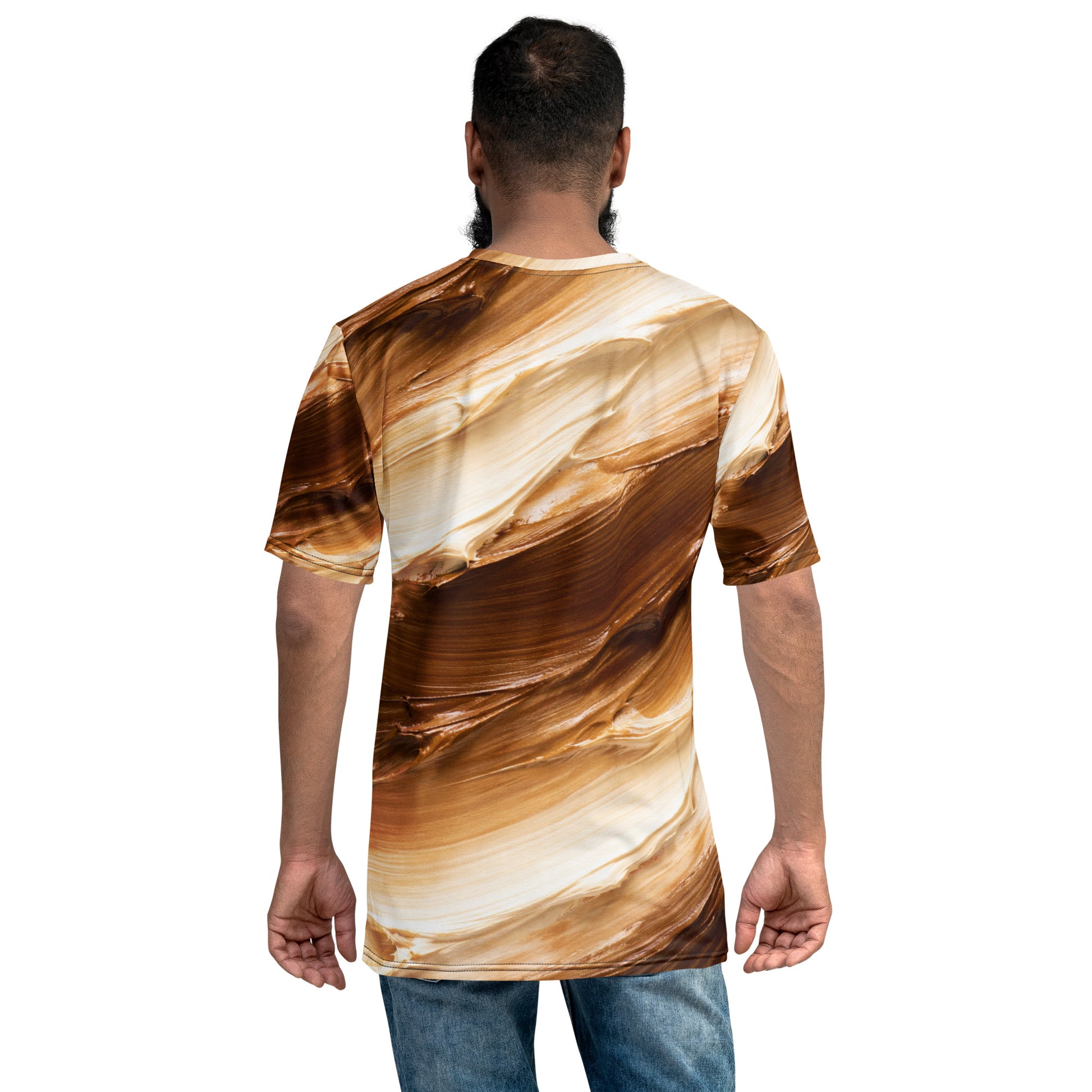 Men's t-shirt - Earthflow Crew Neck T-Shirt – Men's Brown Cream Oil Paint All-Over Print by printfluence.net