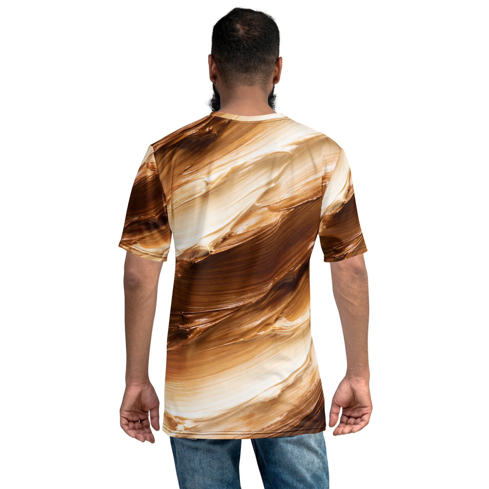 Men's t-shirt - Earthflow Crew Neck T-Shirt – Men's Brown Cream Oil Paint All-Over Print by printfluence.net