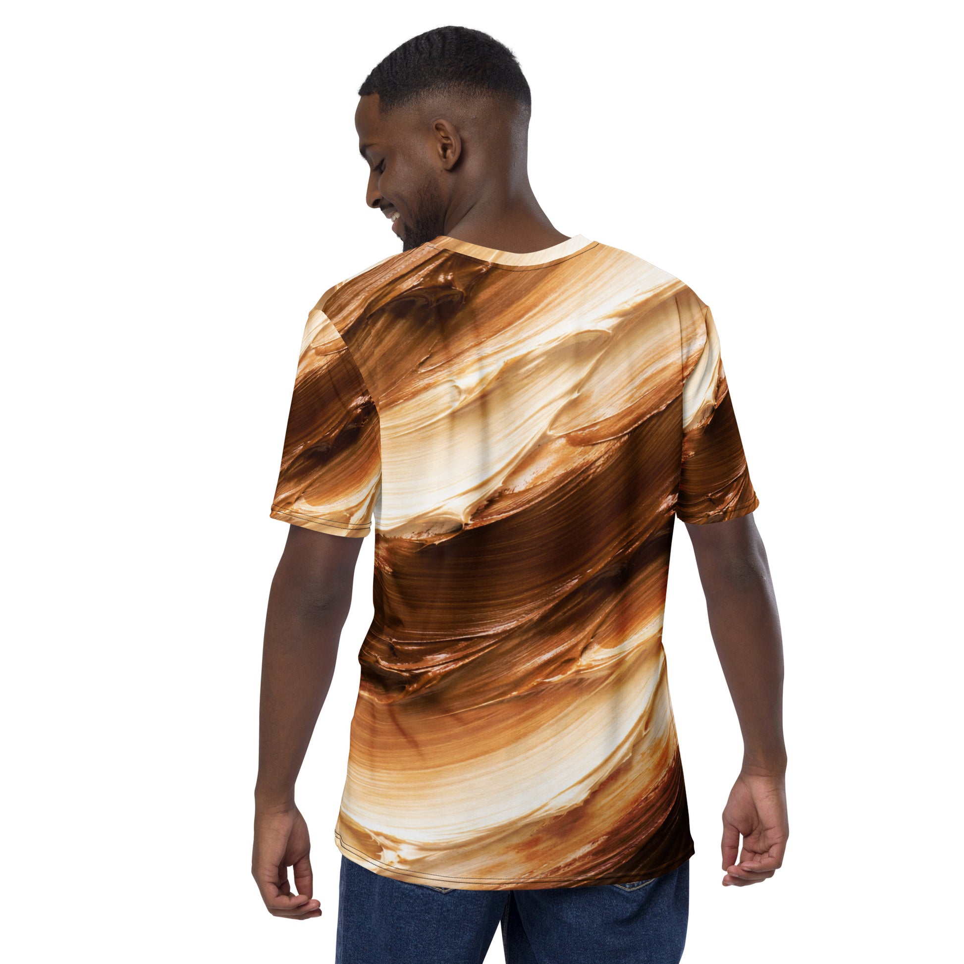 Men's t-shirt - Earthflow Crew Neck T-Shirt – Men's Brown Cream Oil Paint All-Over Print by printfluence.net