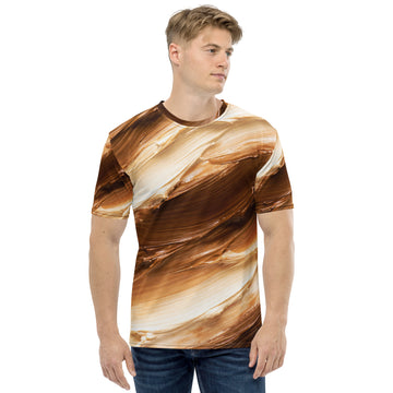 Men's t-shirt - Earthflow Crew Neck T-Shirt – Men's Brown Cream Oil Paint All-Over Print by printfluence.net
