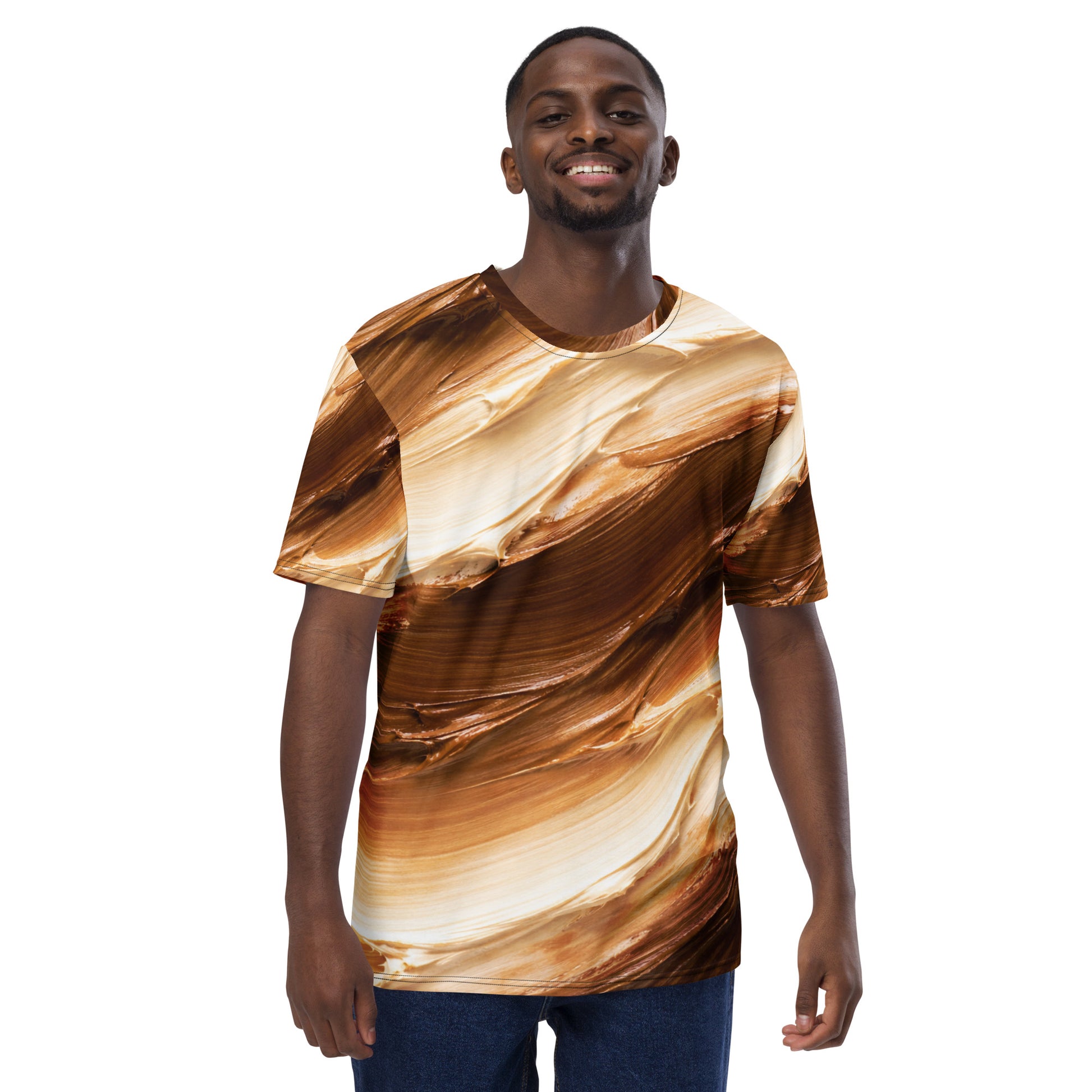Men's t-shirt - Earthflow Crew Neck T-Shirt – Men's Brown Cream Oil Paint All-Over Print by printfluence.net