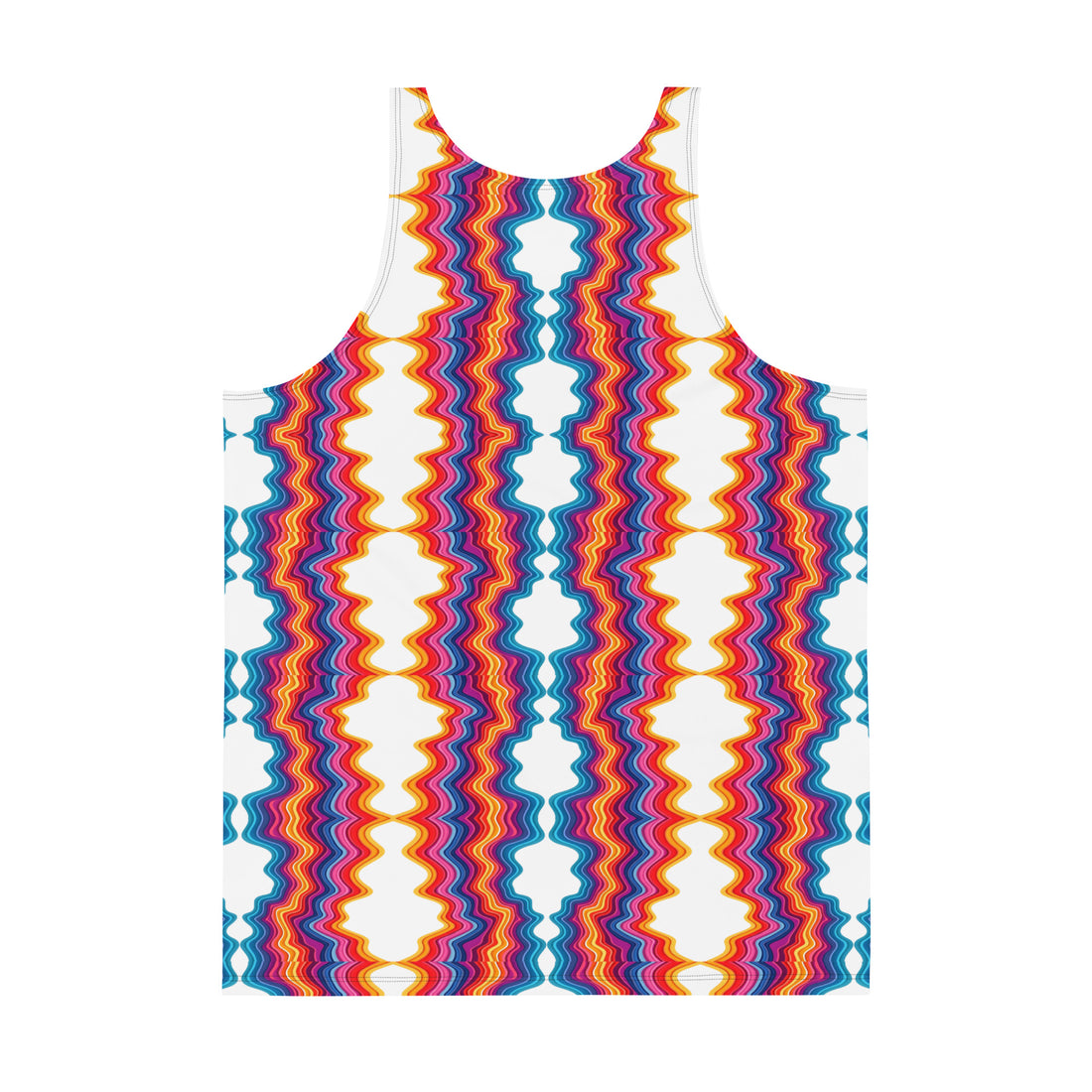 Unisex Tank Top - Vibrant Psychedelic Waves Unisex Tank Top – Retro Rainbow Abstract Streetwear by printfluence.net
