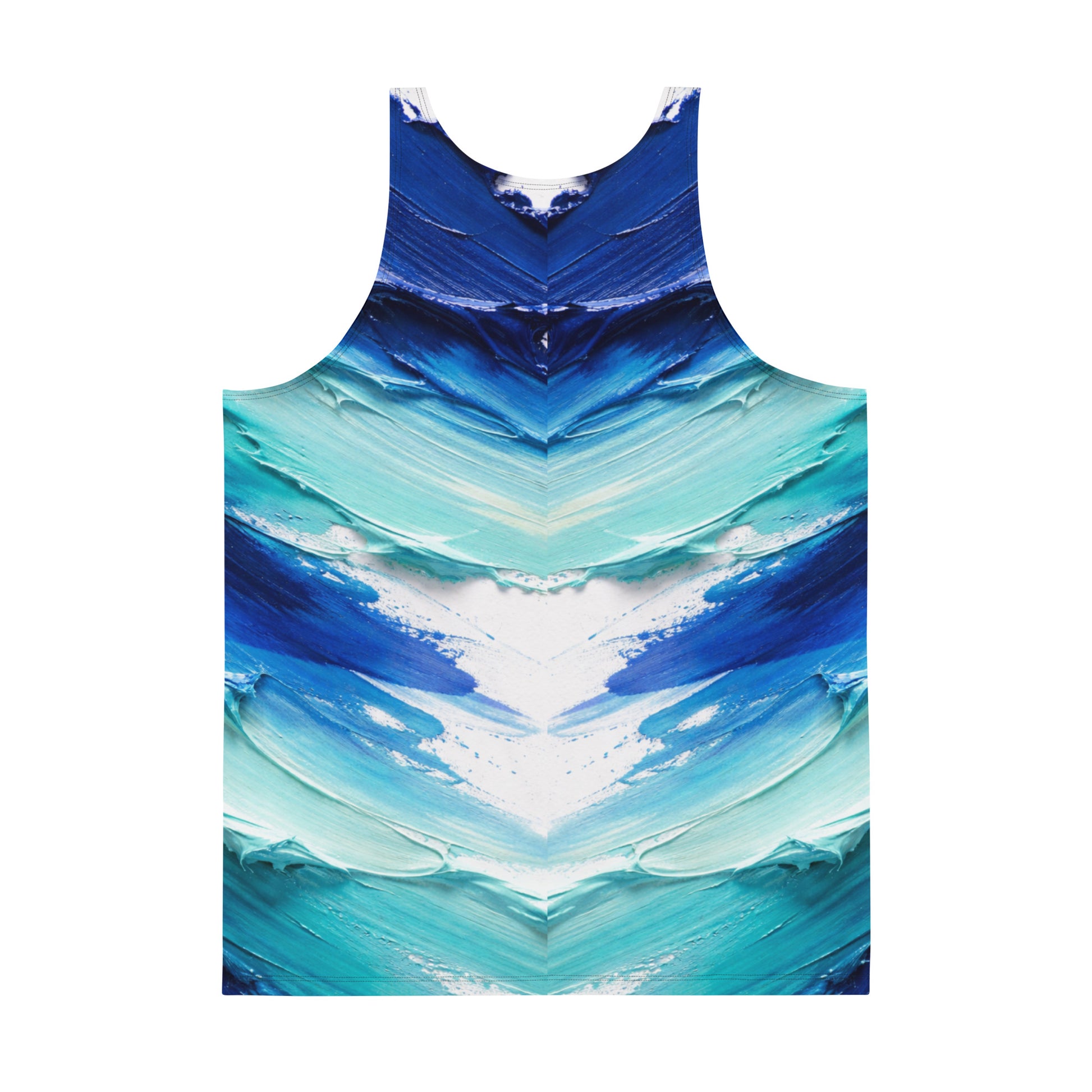 Unisex Tank Top - Ocean Splash Tank Top – Unisex Blue Oil Paint Gradient Abstract Tee by printfluence.net