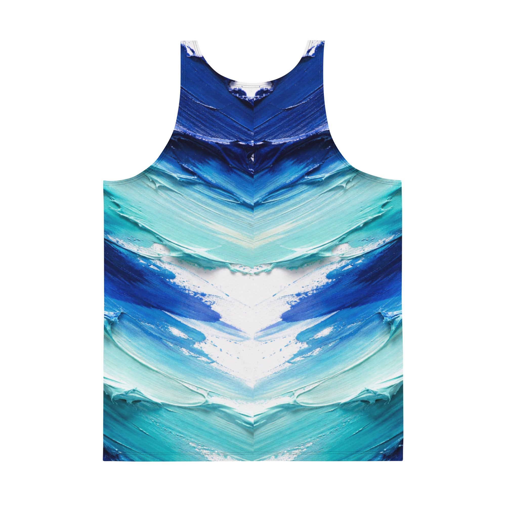 Unisex Tank Top - Ocean Splash Tank Top – Unisex Blue Oil Paint Gradient Abstract Tee by printfluence.net