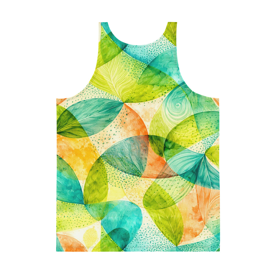 Unisex Tank Top - Vibrant Tropical Leaf Abstract Art - Premium All-Over Print Men's Tank Top by printfluence.net