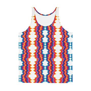 Unisex Tank Top - Vibrant Psychedelic Waves Unisex Tank Top – Retro Rainbow Abstract Streetwear by printfluence.net