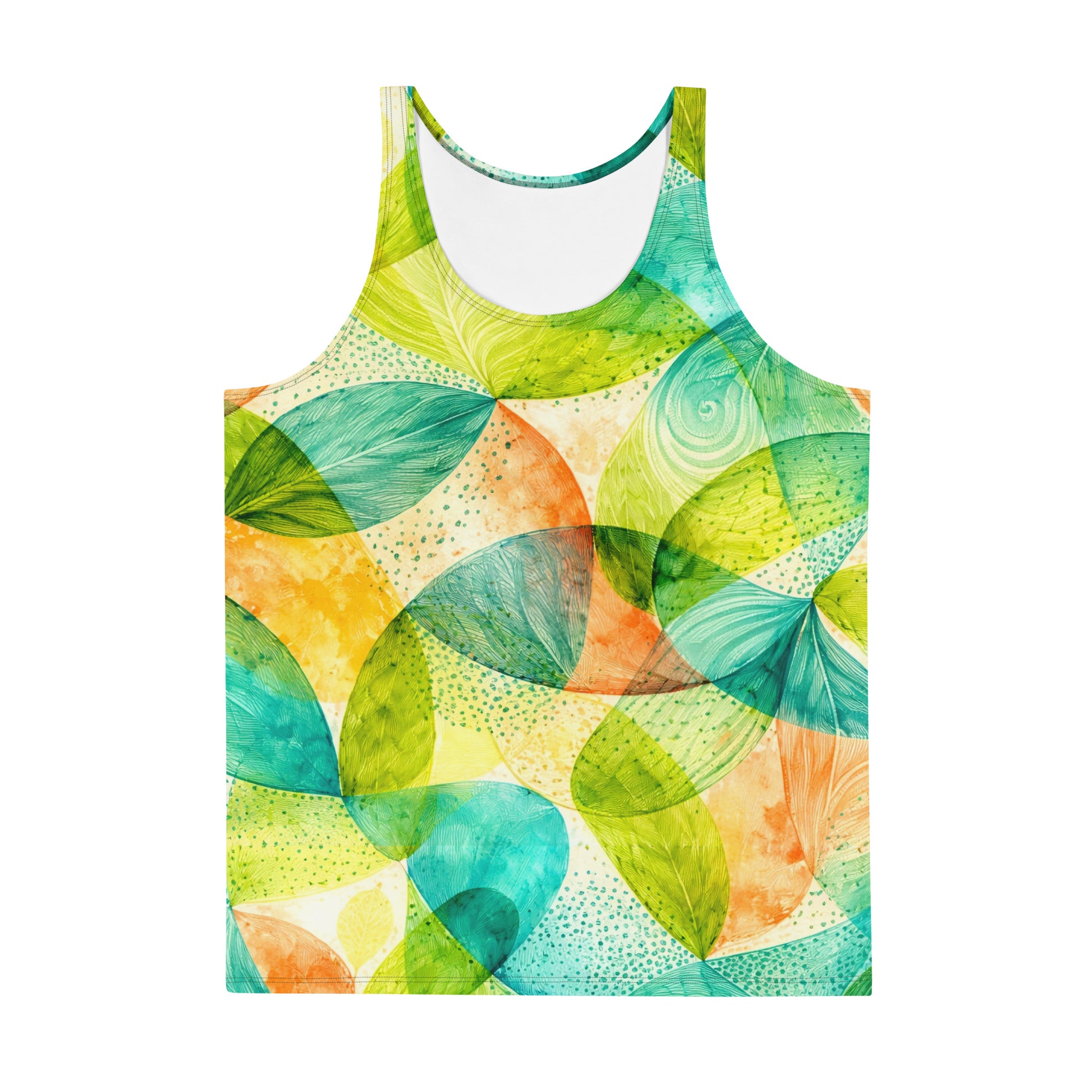 Unisex Tank Top - Vibrant Tropical Leaf Abstract Art - Premium All-Over Print Men's Tank Top by printfluence.net