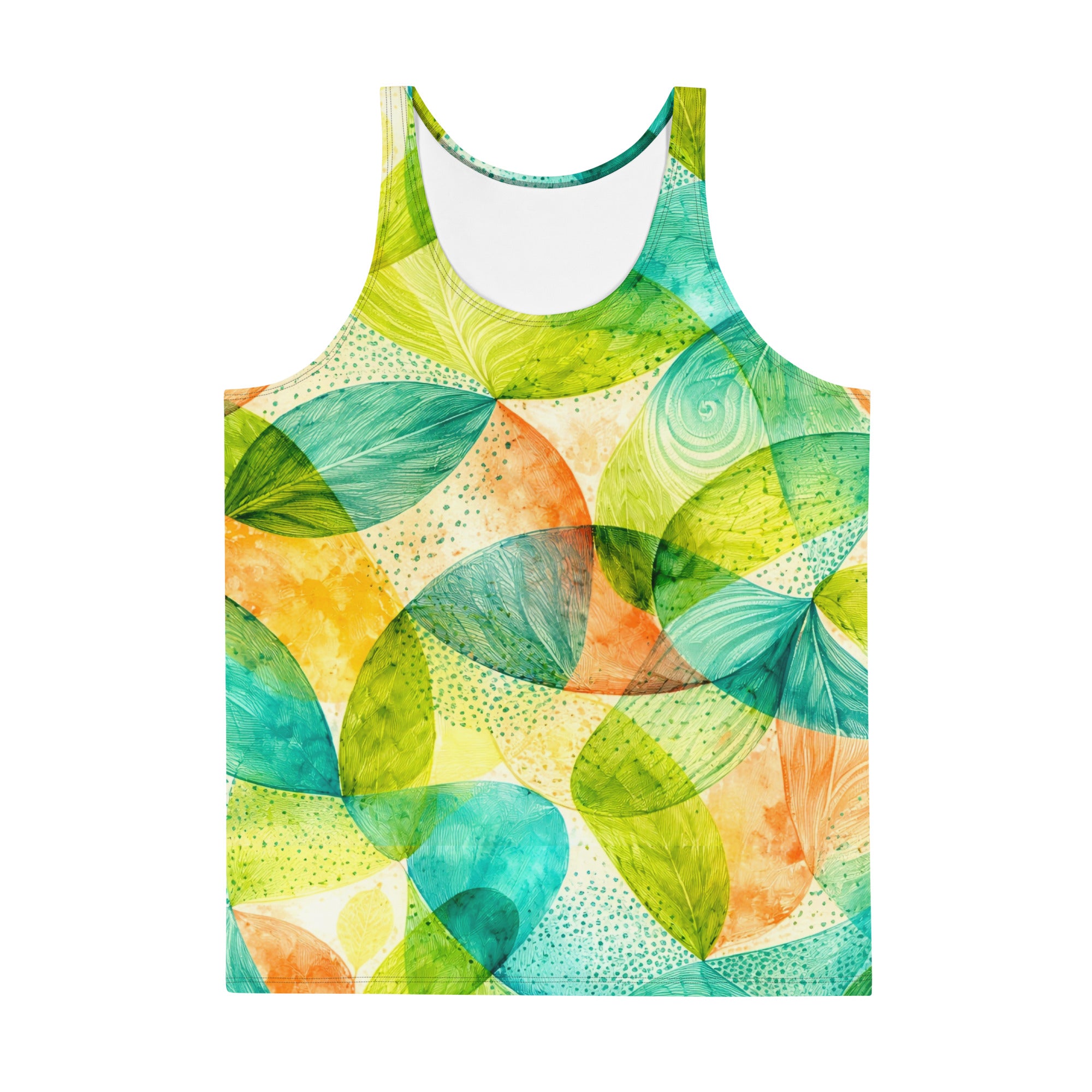 Unisex Tank Top - Vibrant Tropical Leaf Abstract Art - Premium All-Over Print Men's Tank Top by printfluence.net