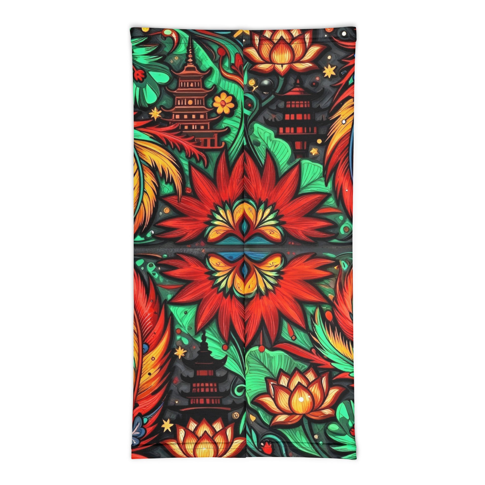 Neck Gaiter - Colorful Botanical Neck Gaiter – Vibrant Branch and Leaf Pattern Face Cover by printfluence.net