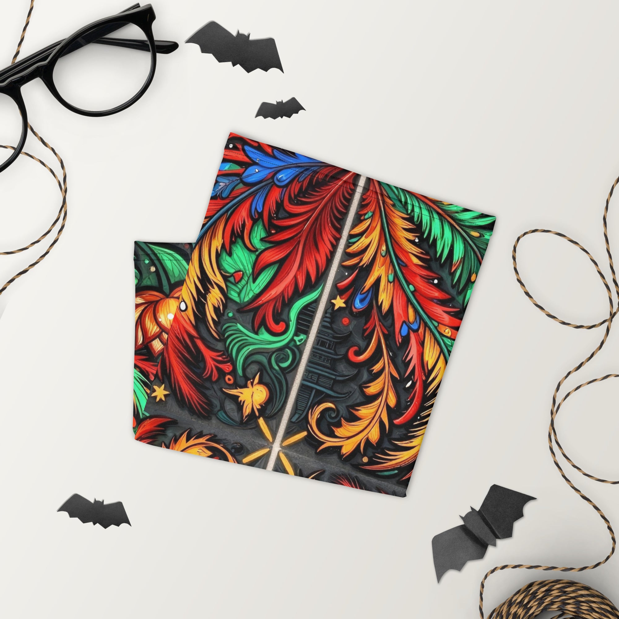 Neck Gaiter - Colorful Botanical Neck Gaiter – Vibrant Branch and Leaf Pattern Face Cover by printfluence.net