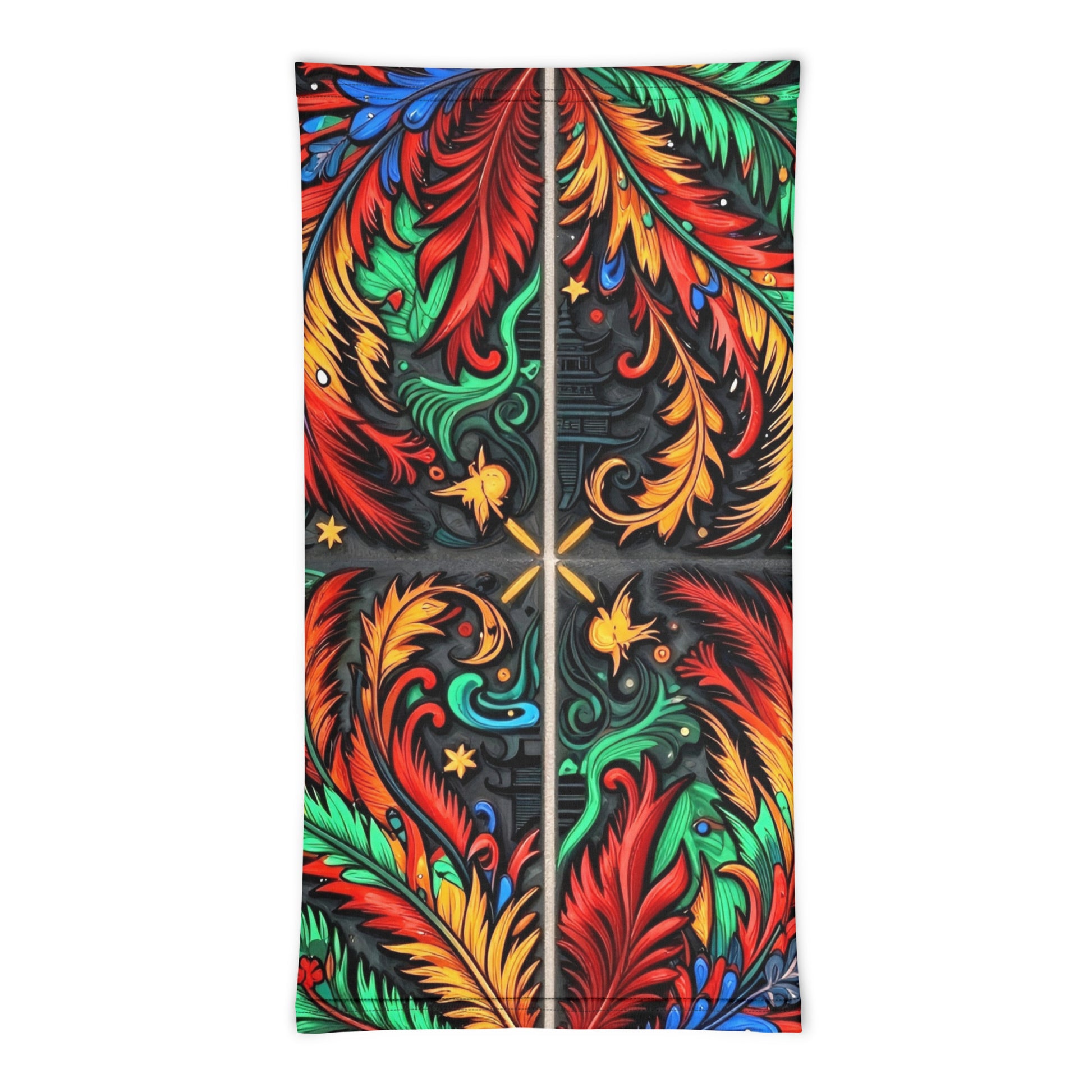 Neck Gaiter - Colorful Botanical Neck Gaiter – Vibrant Branch and Leaf Pattern Face Cover by printfluence.net