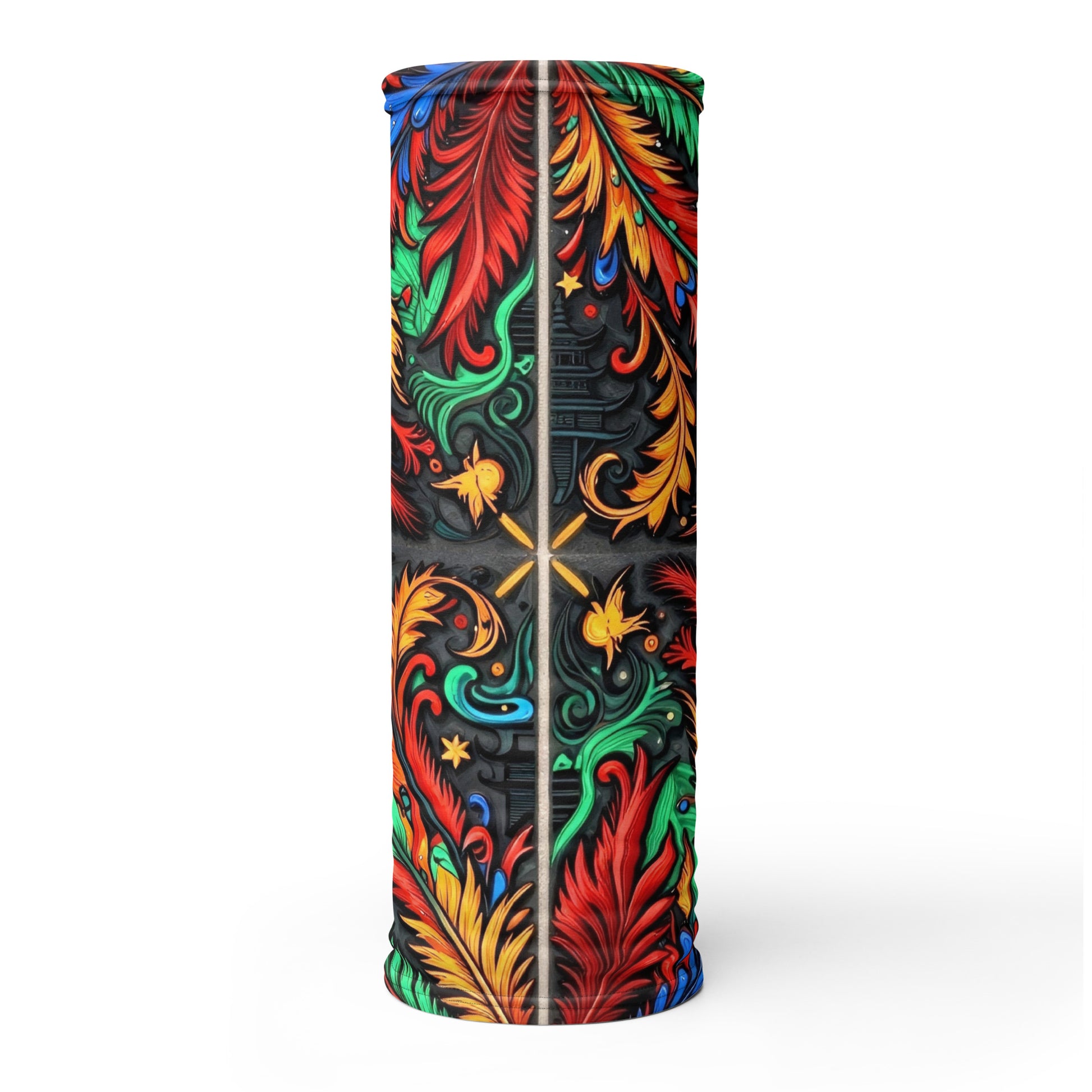 Neck Gaiter - Colorful Botanical Neck Gaiter – Vibrant Branch and Leaf Pattern Face Cover by printfluence.net