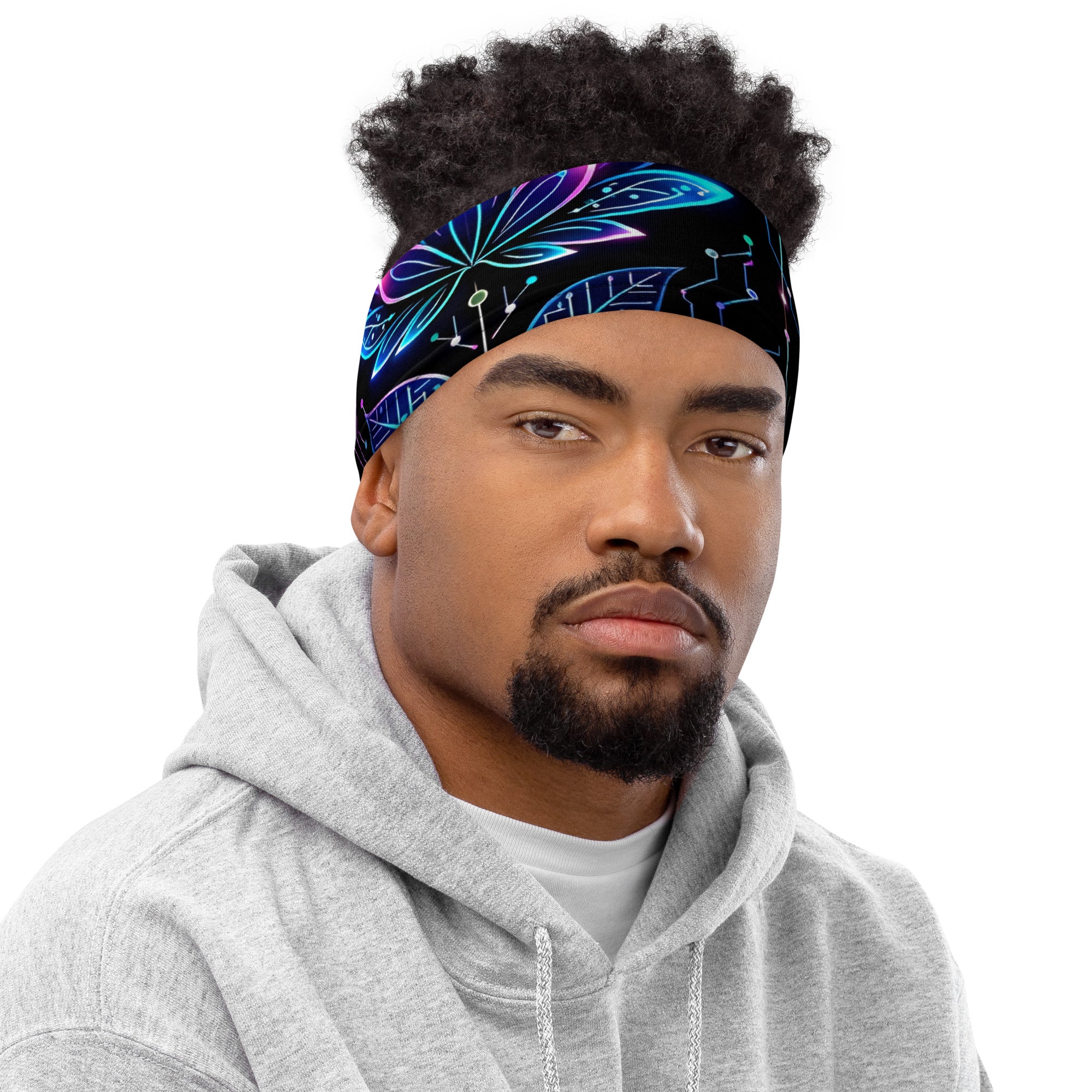 Neck Gaiter - Neon Cyber Lotus Neck Gaiter – Glowing Futuristic Floral Face Cover by printfluence.net