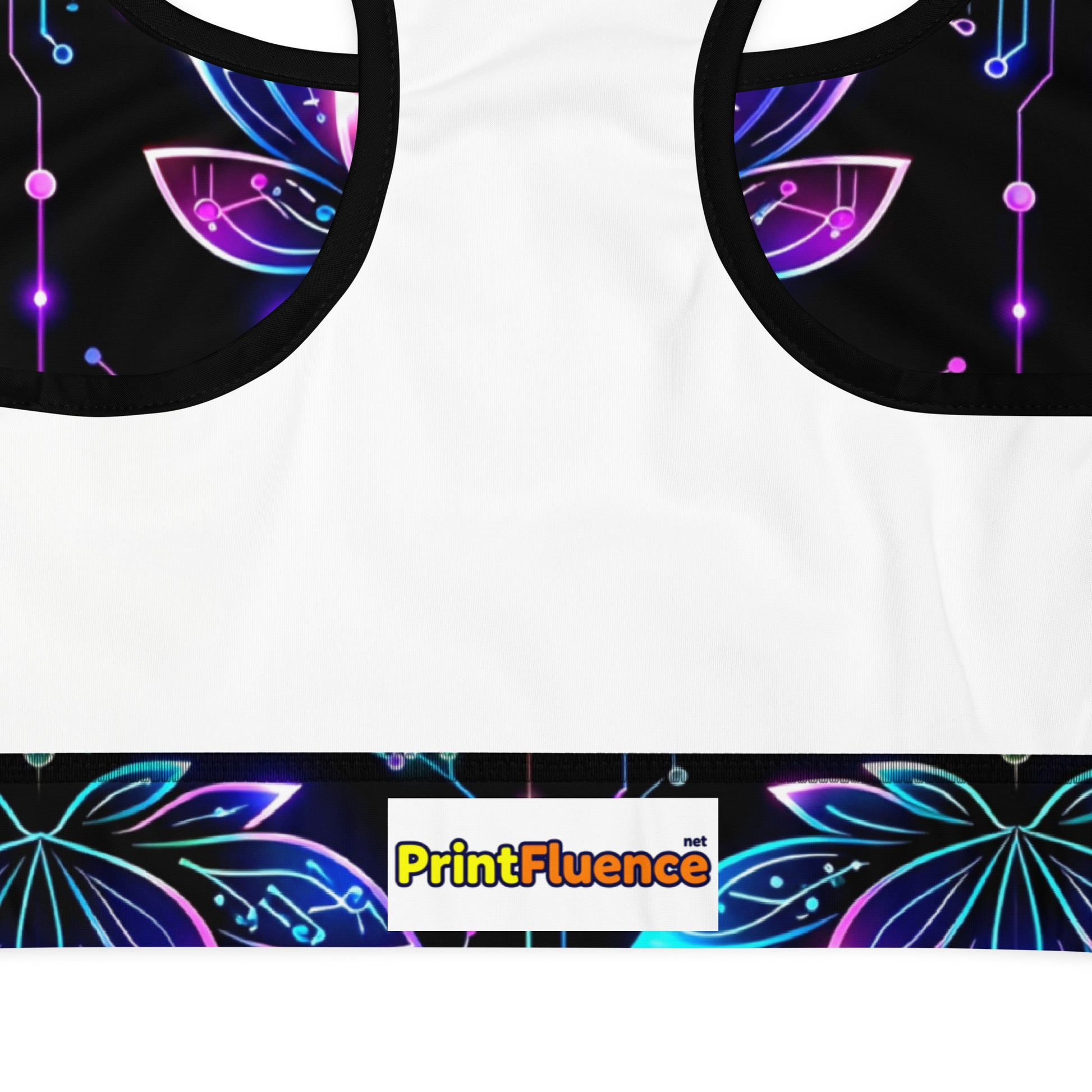 Padded Sports Bra - Neon Lotus Circuit Tee – Unisex Classic Floral Tech Graphic Shirt by printfluence.net