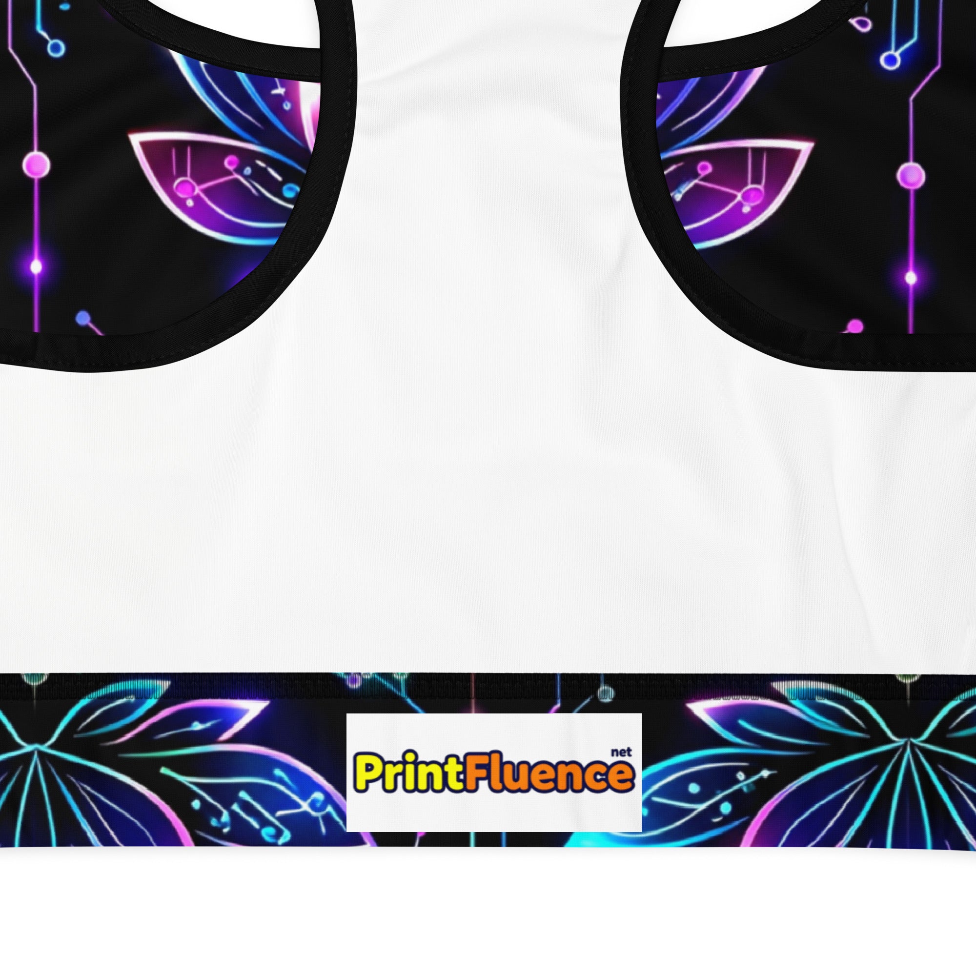 Padded Sports Bra - Neon Lotus Circuit Tee – Unisex Classic Floral Tech Graphic Shirt by printfluence.net