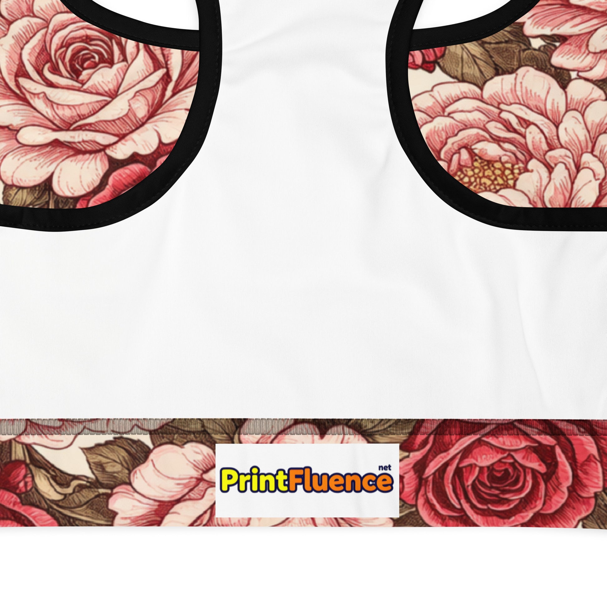 Padded Sports Bra - Rose Garden Sports Bra – All-Over Floral Print Padded Workout Bra by printfluence.net