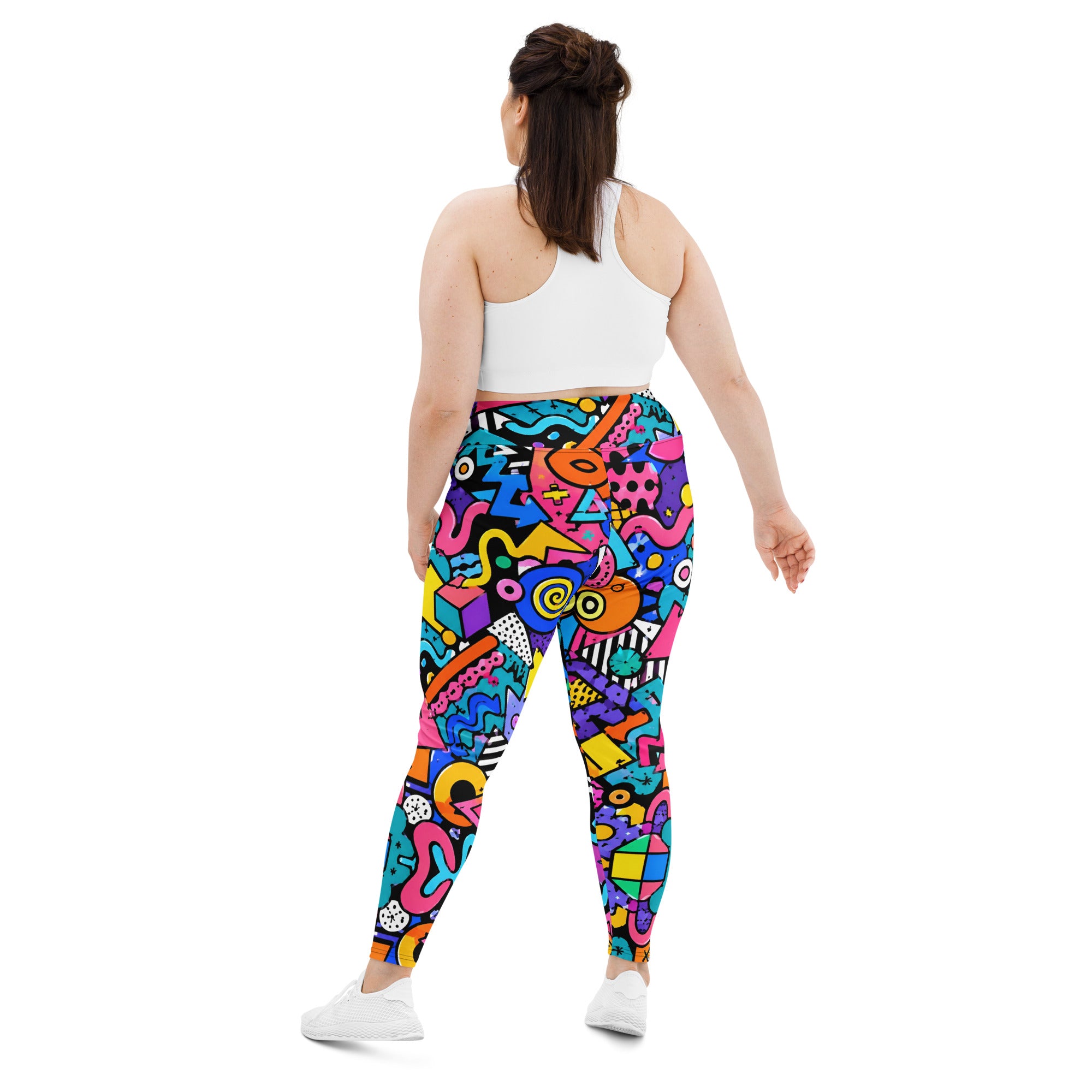 All-Over Print Plus Size Leggings - 90s Retro Memphis Abstract Geometric by printfluence.net
