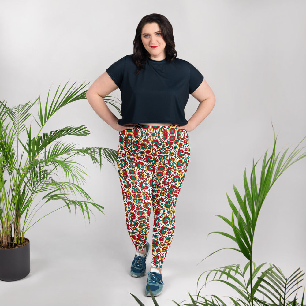 All-Over Print Plus Size Leggings - Elite Paisley Swirl Leggings – Success in Bold Art by printfluence.net