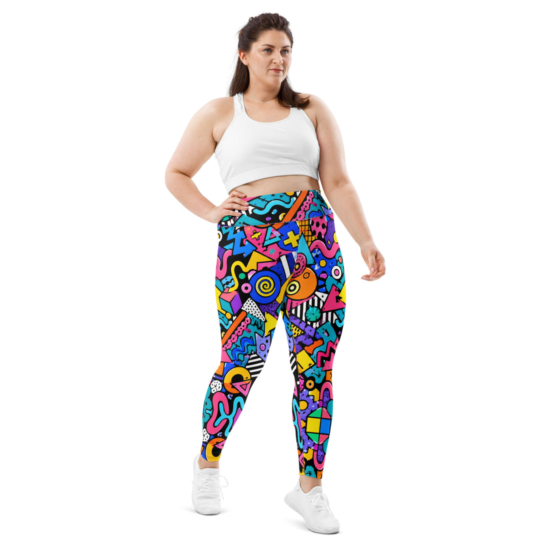All-Over Print Plus Size Leggings - 90s Retro Memphis Abstract Geometric by printfluence.net